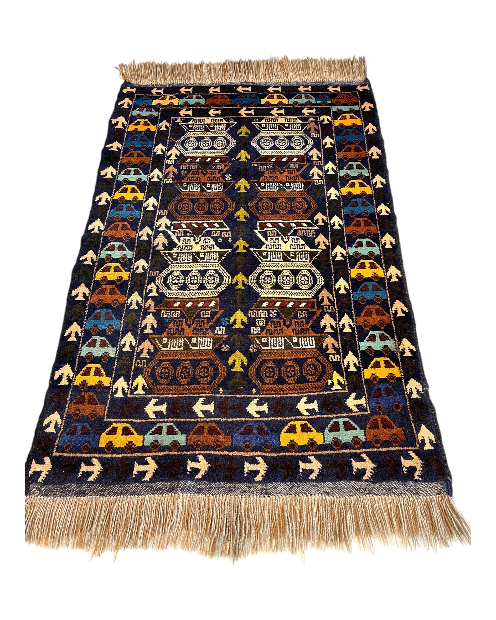 136cm x 88cm Blue Vintage War Rug