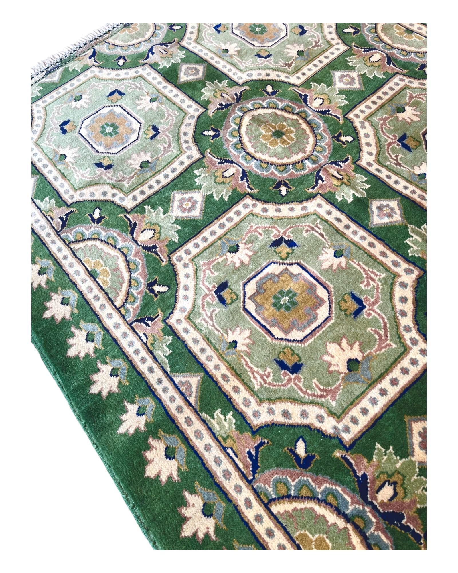 150cm x 104cm Green Afghan Rug