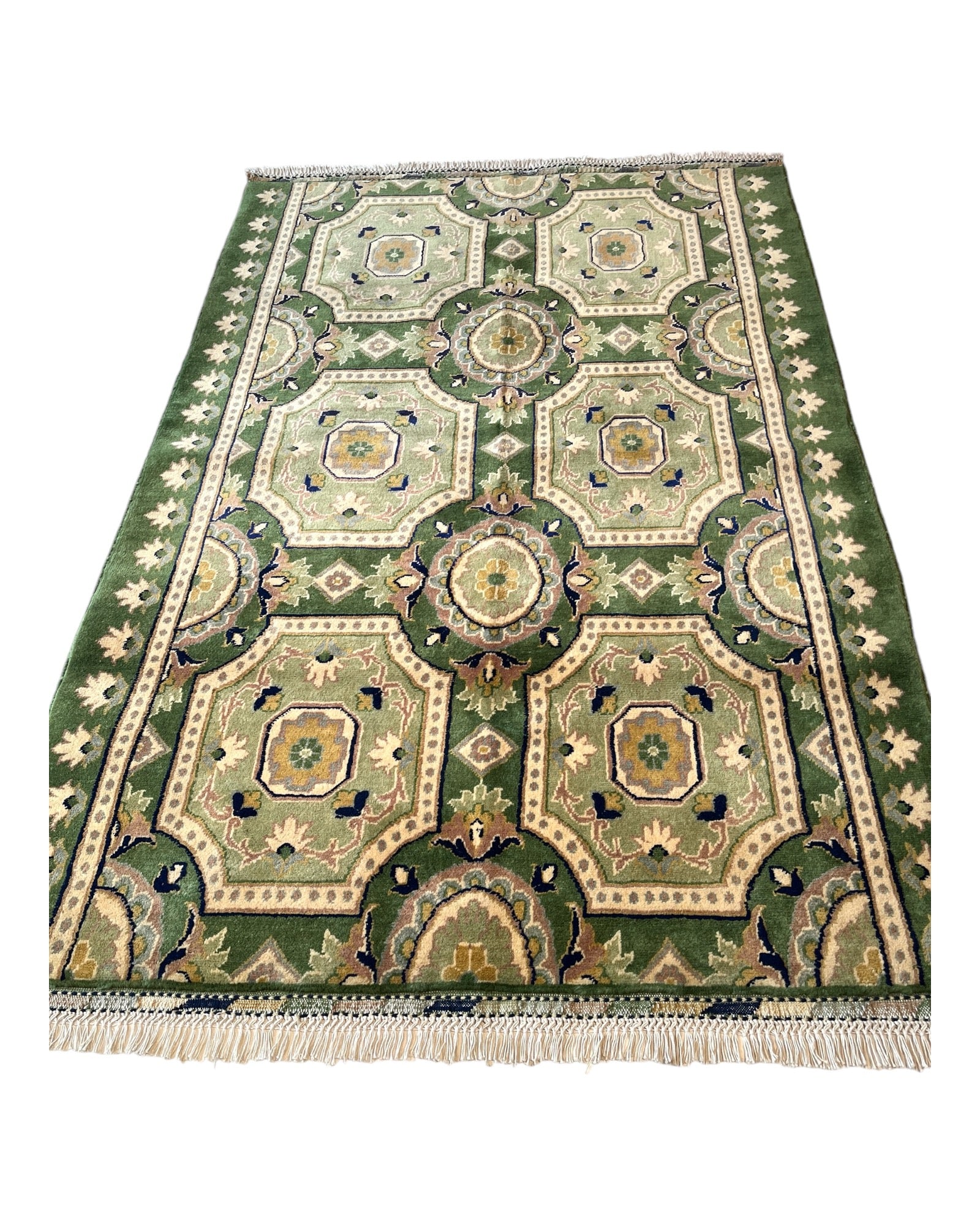 150cm x 104cm Green Afghan Rug