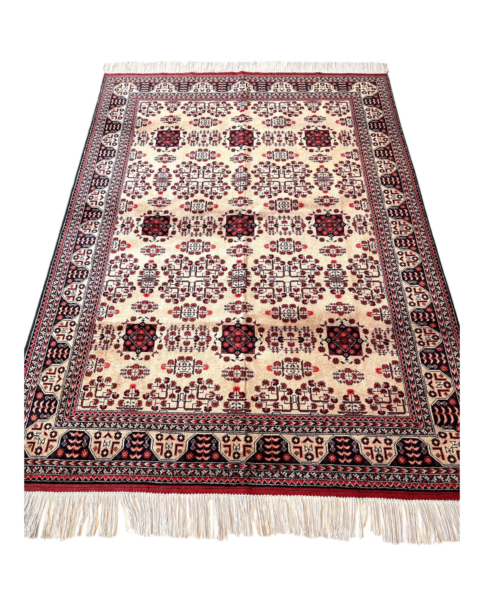 203cm x 146cm Oatmeal & Red Khargul Rug