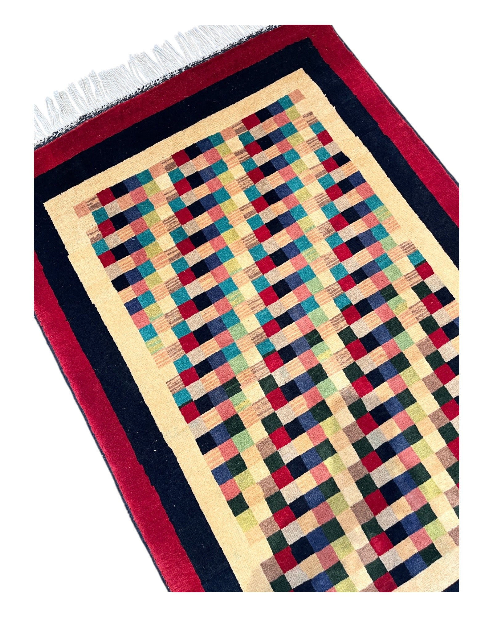 120 x 80cm Red Geometric Rug