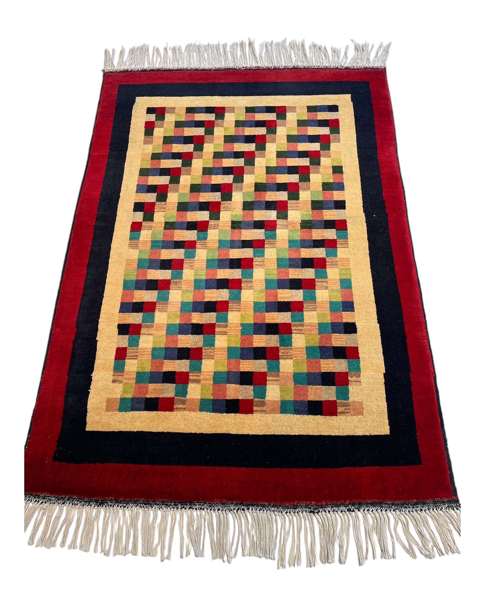 120 x 80cm Red Geometric Rug