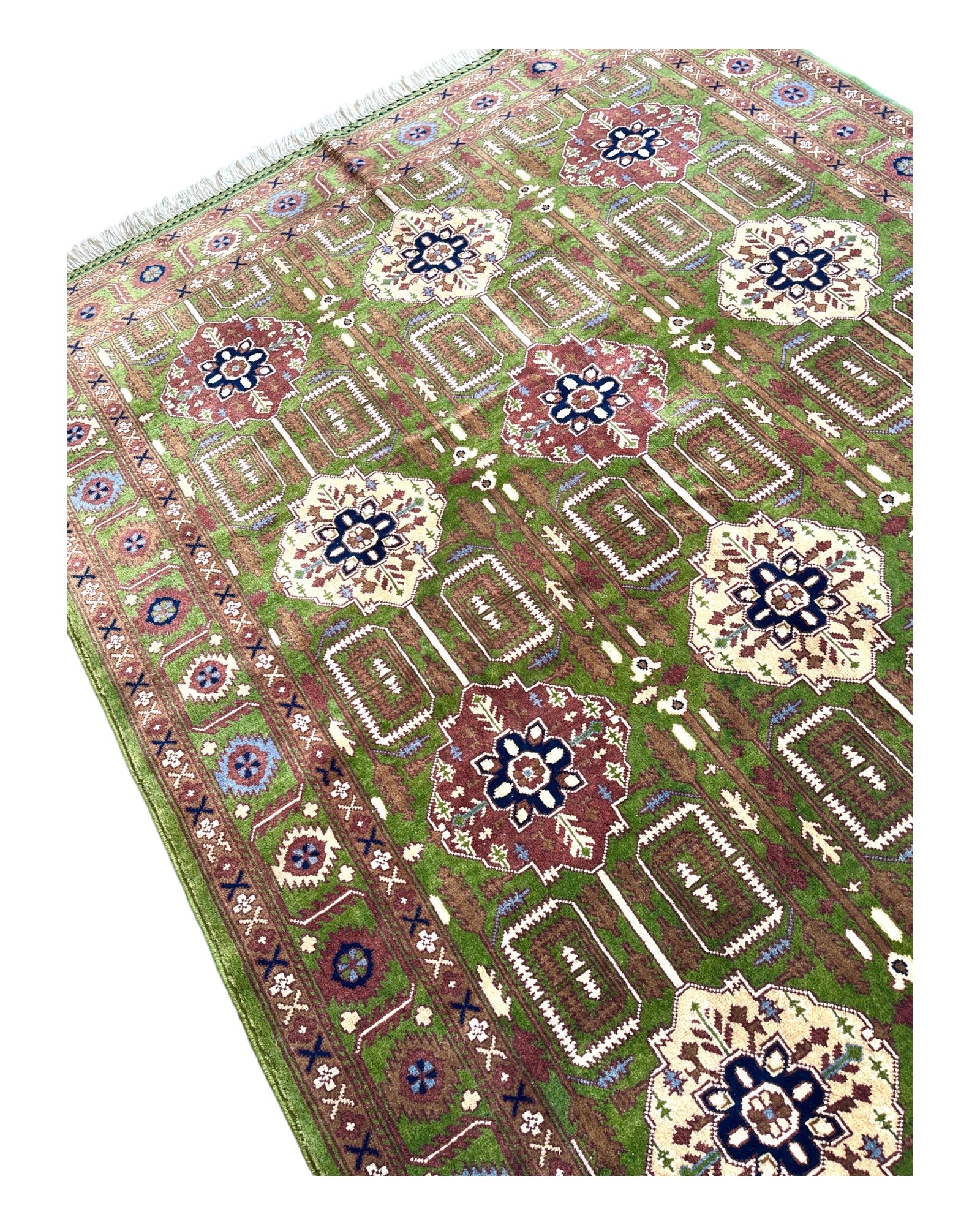 200cm x 150cm Green & Cream Rug