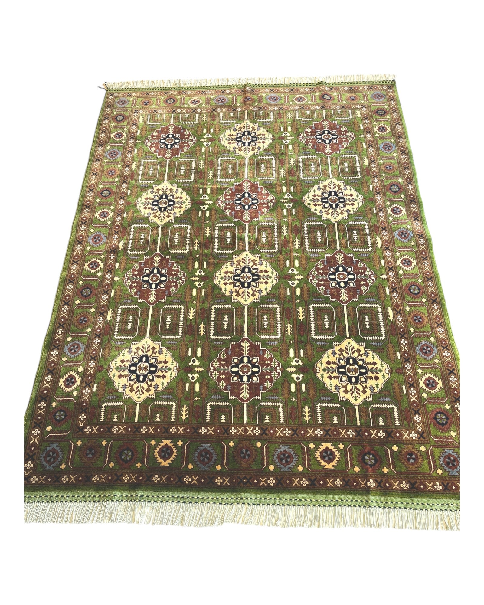 200cm x 150cm Green & Cream Rug