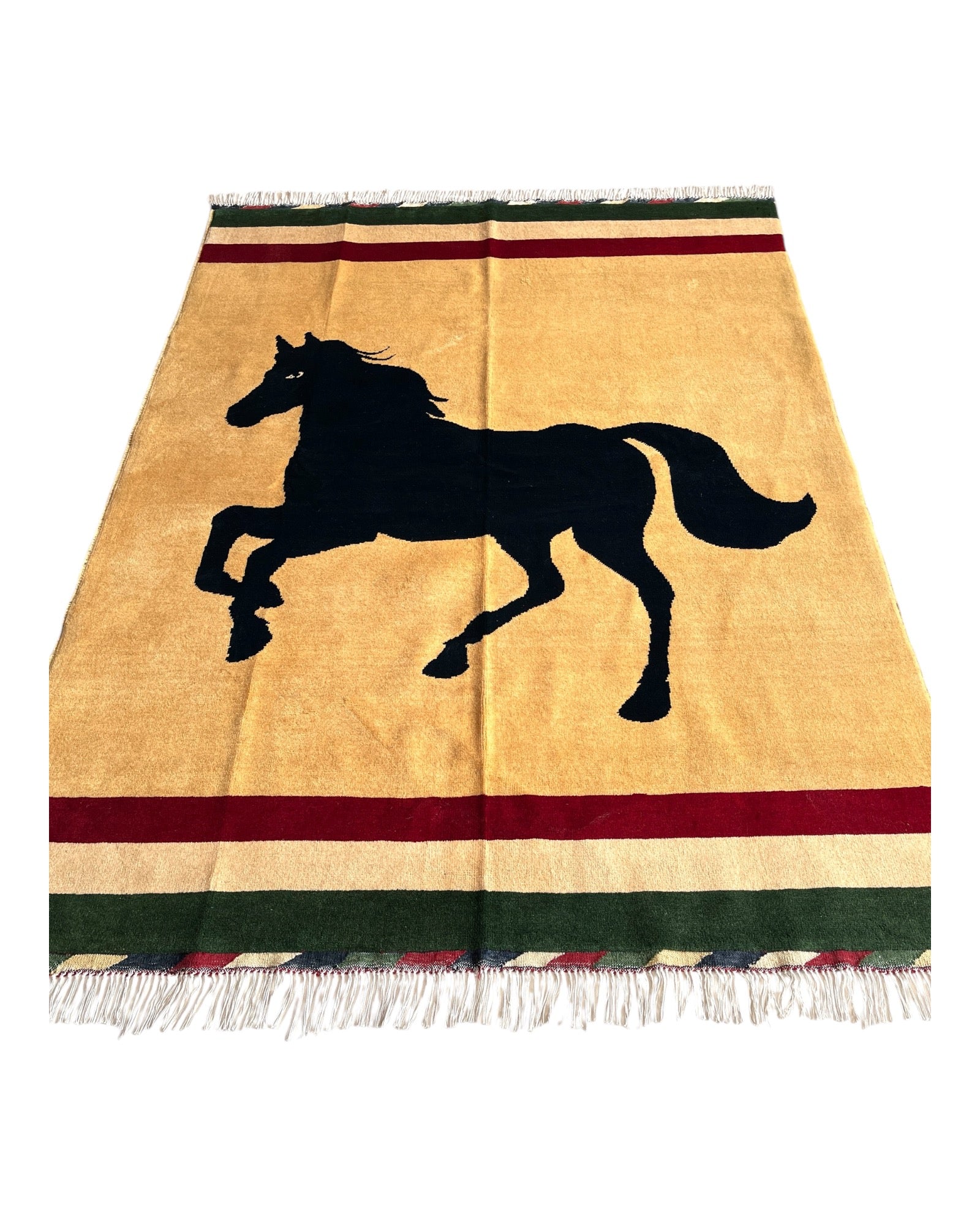 200cm x 150cm Horse Silhouette Yellow/Gold Rug