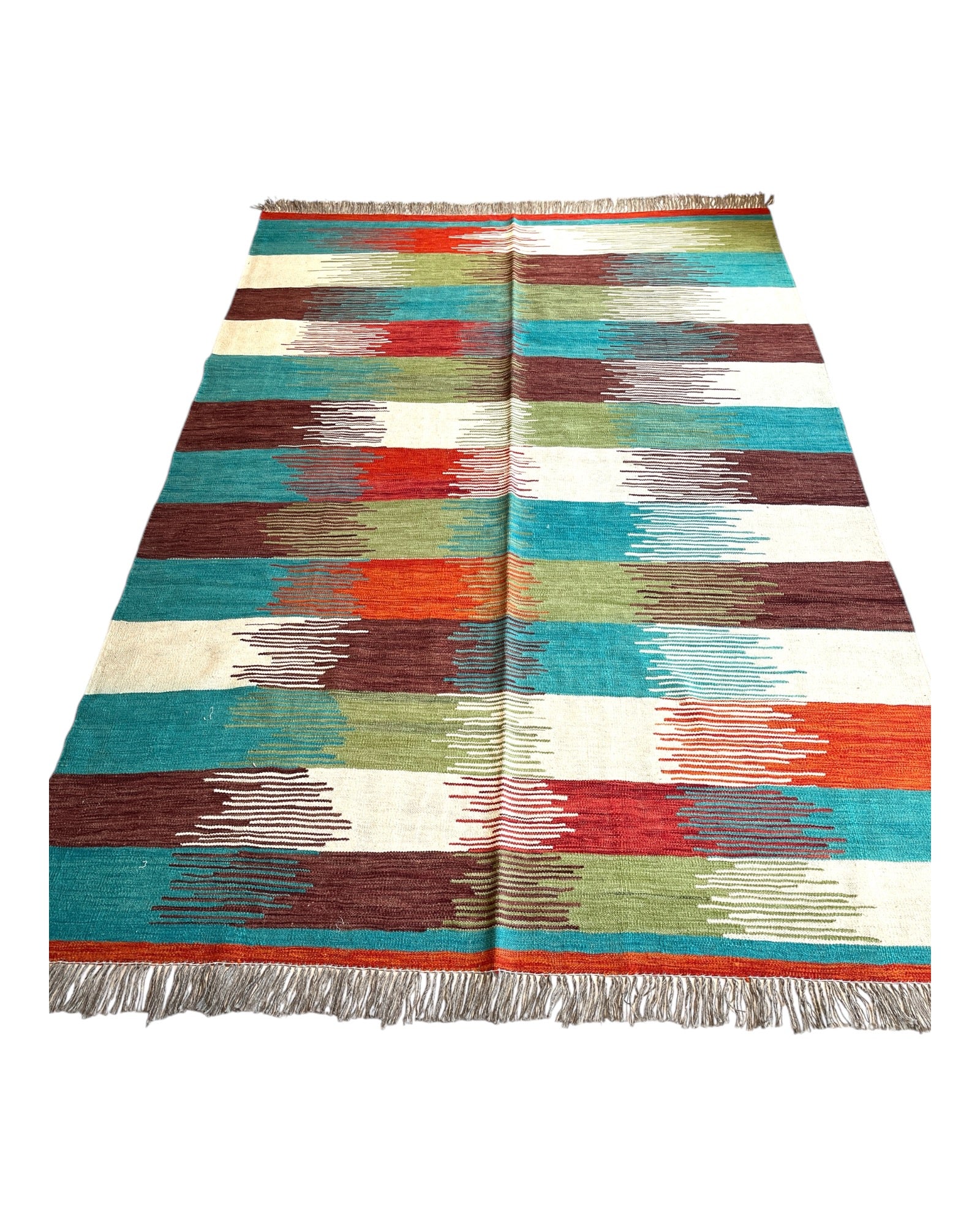 294cm x 196cm Teal & Cream Kilim