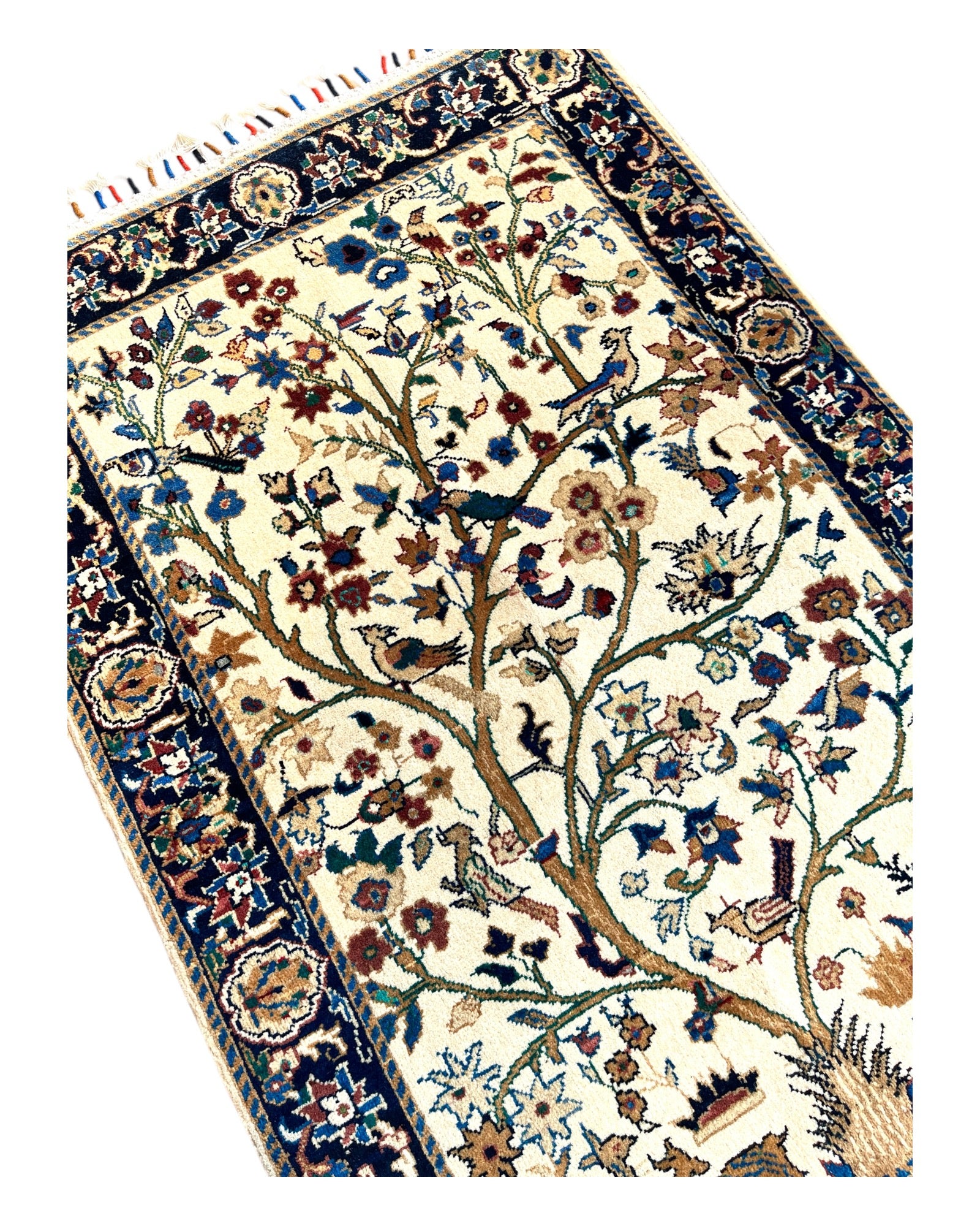 120 x 80cm Blue & Cream Tree of Life Rug