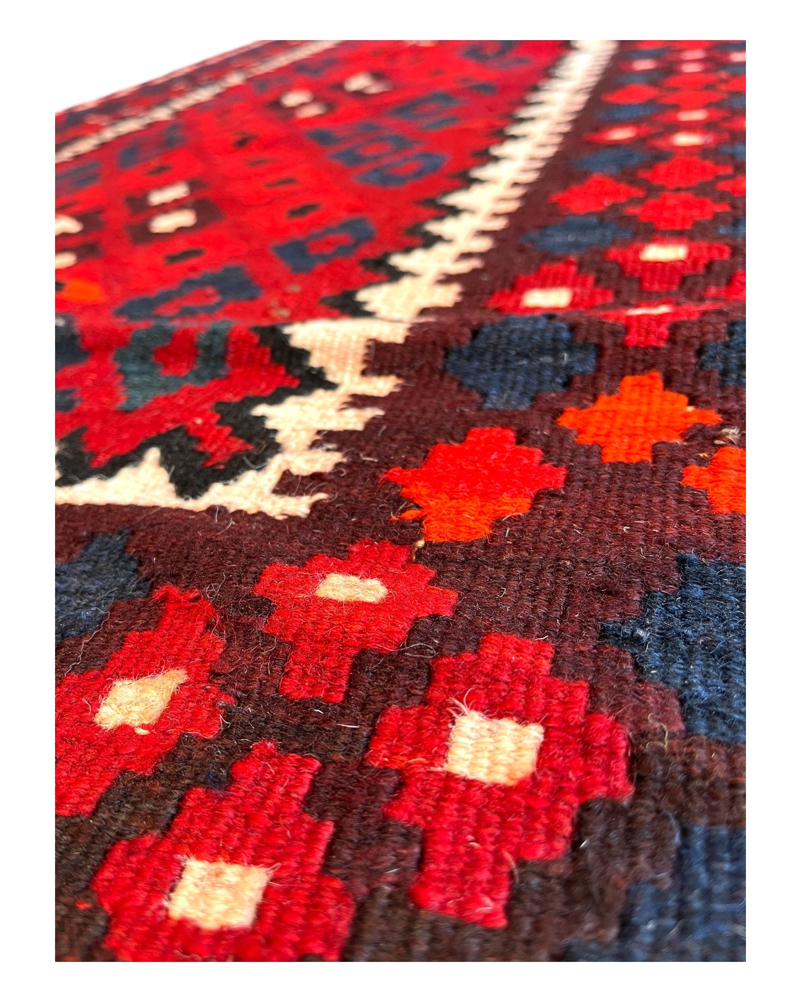 200cm x 100cm Red Maymana Kilim Runner