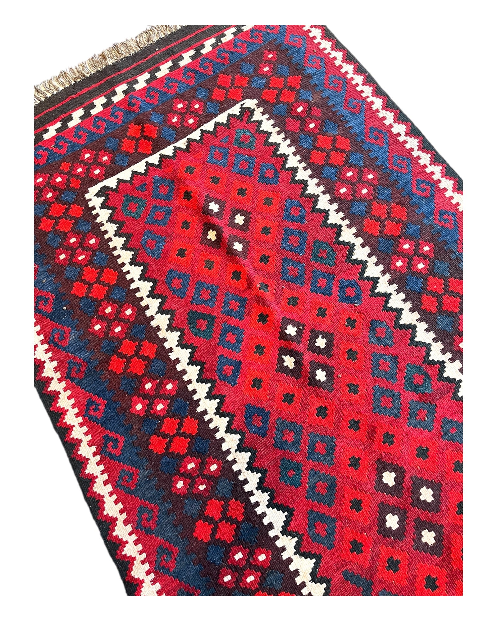 200cm x 100cm Red Maymana Kilim Runner