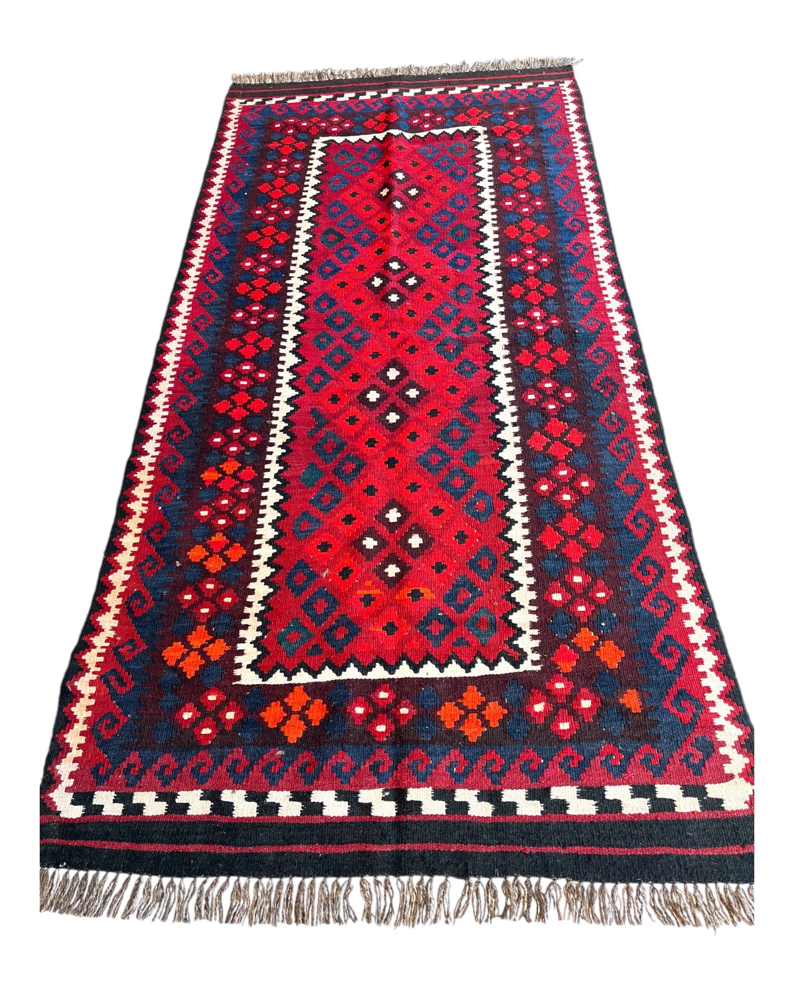 200cm x 100cm Red Maymana Kilim Runner