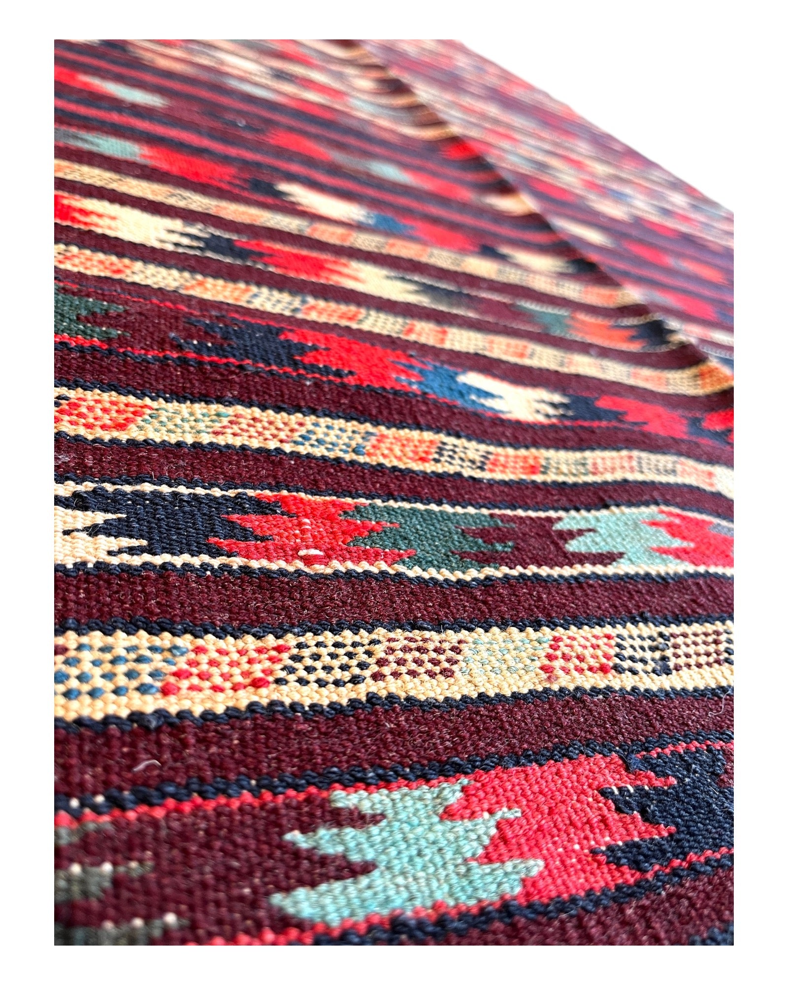 192cm x 106cm Red & Cream Kilim Runner