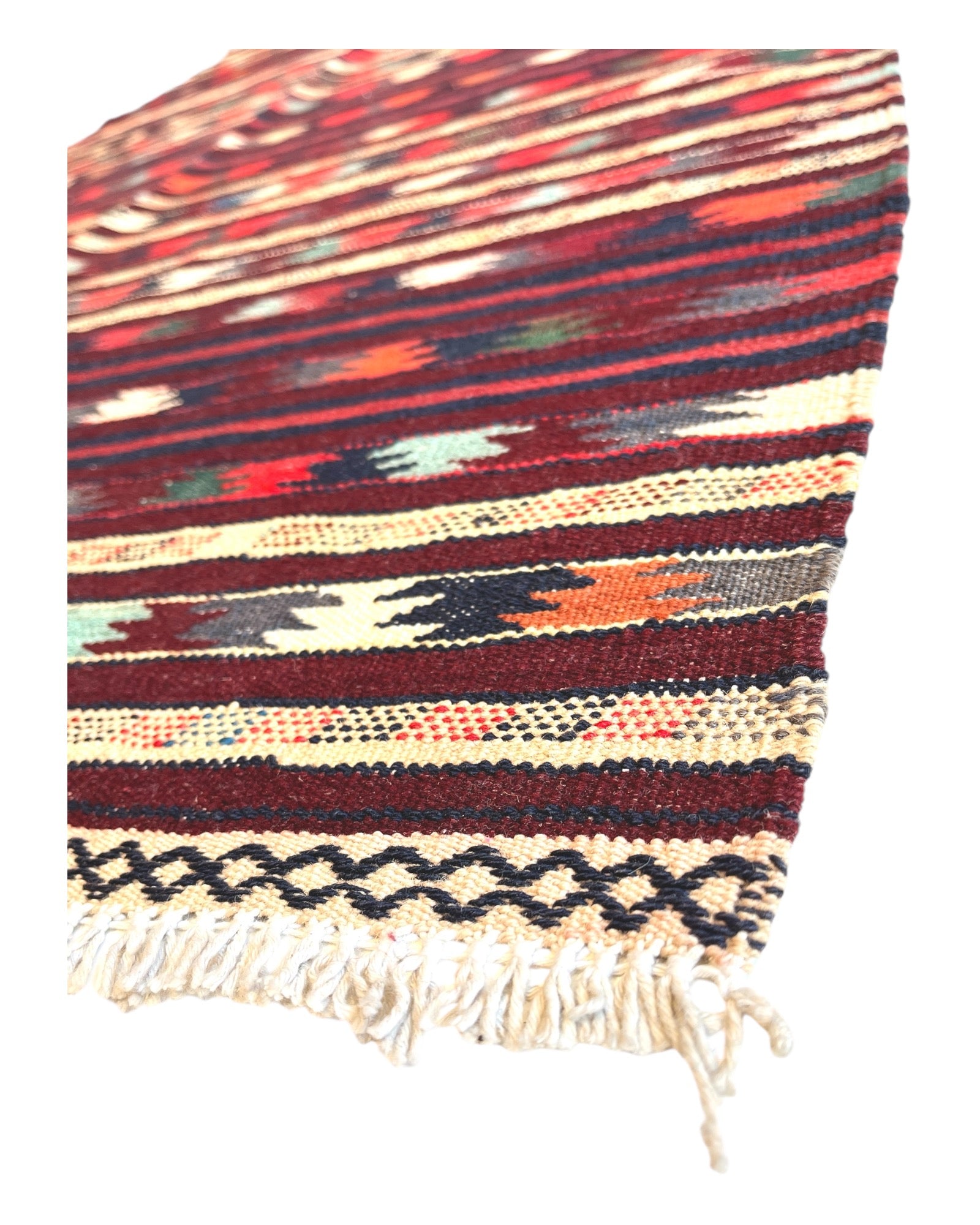 192cm x 106cm Red & Cream Kilim Runner