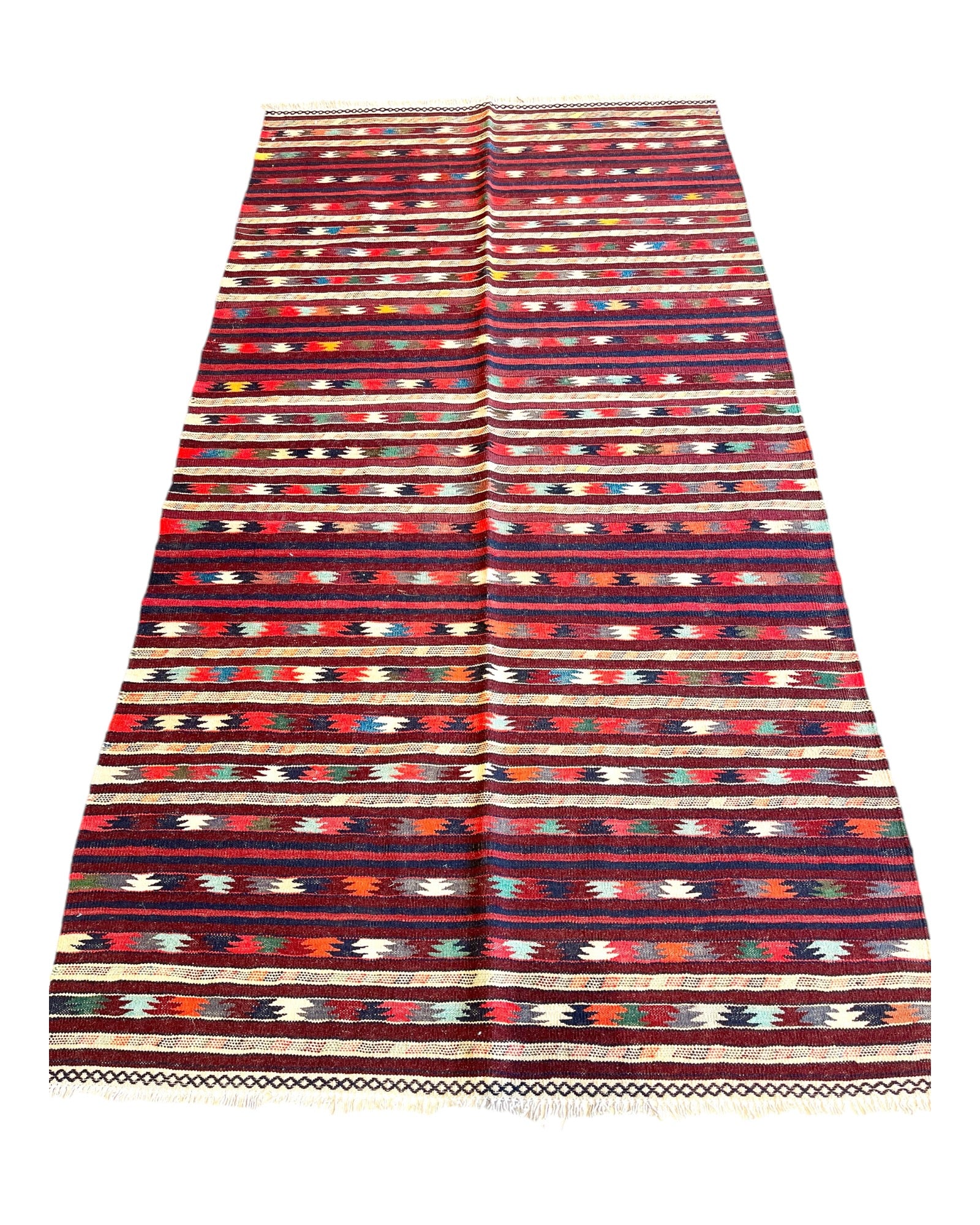 192cm x 106cm Red & Cream Kilim Runner