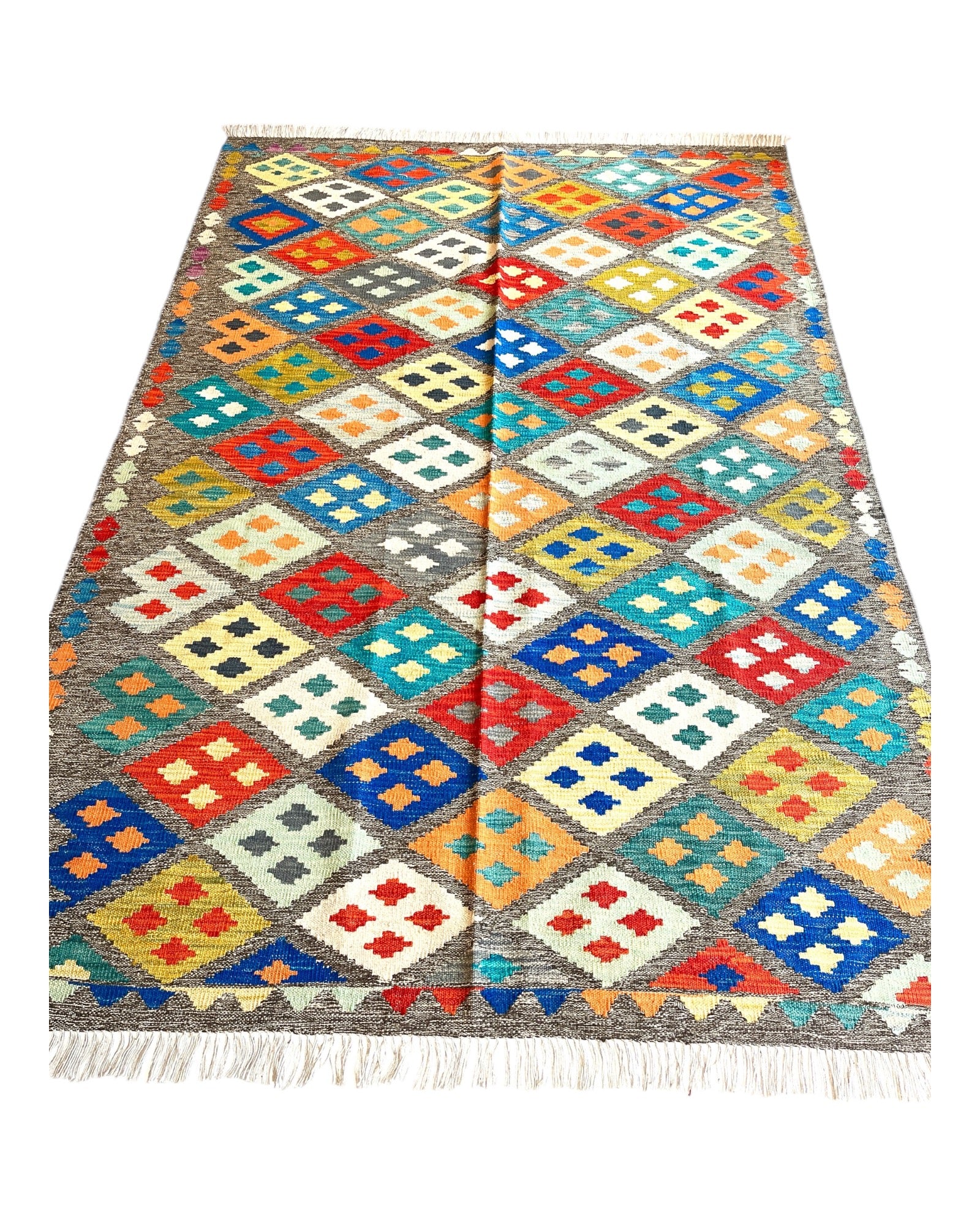 243cm x 168cm Colourful Maymana Kilim