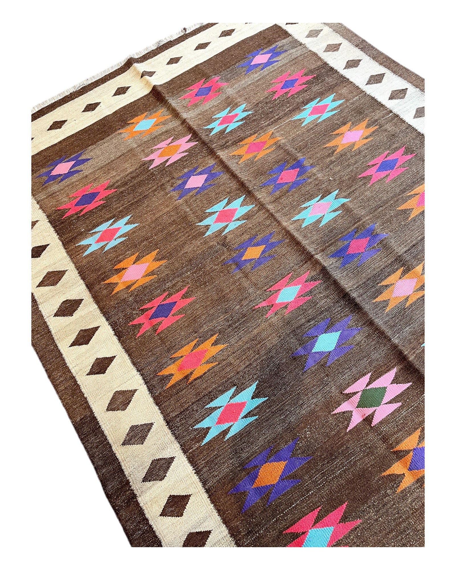 240cm x 173cm Vintage Pink & Brown Kilim