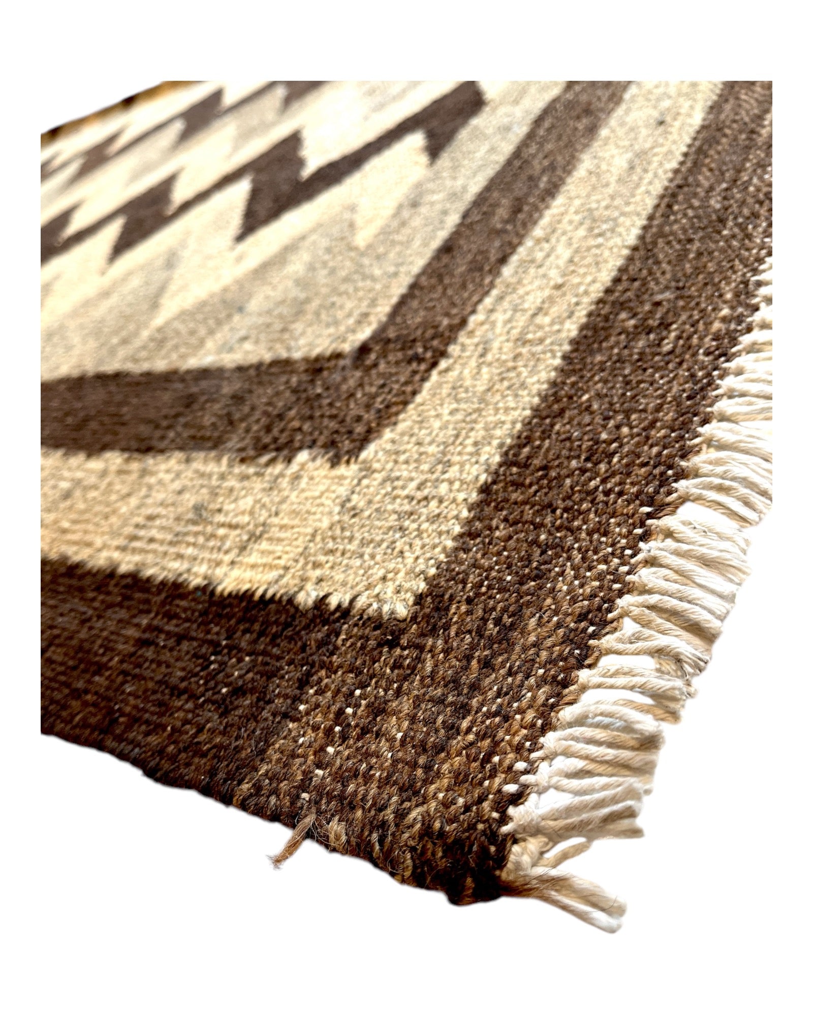 233cm x 154cm Vintage Cream & Brown Kilim