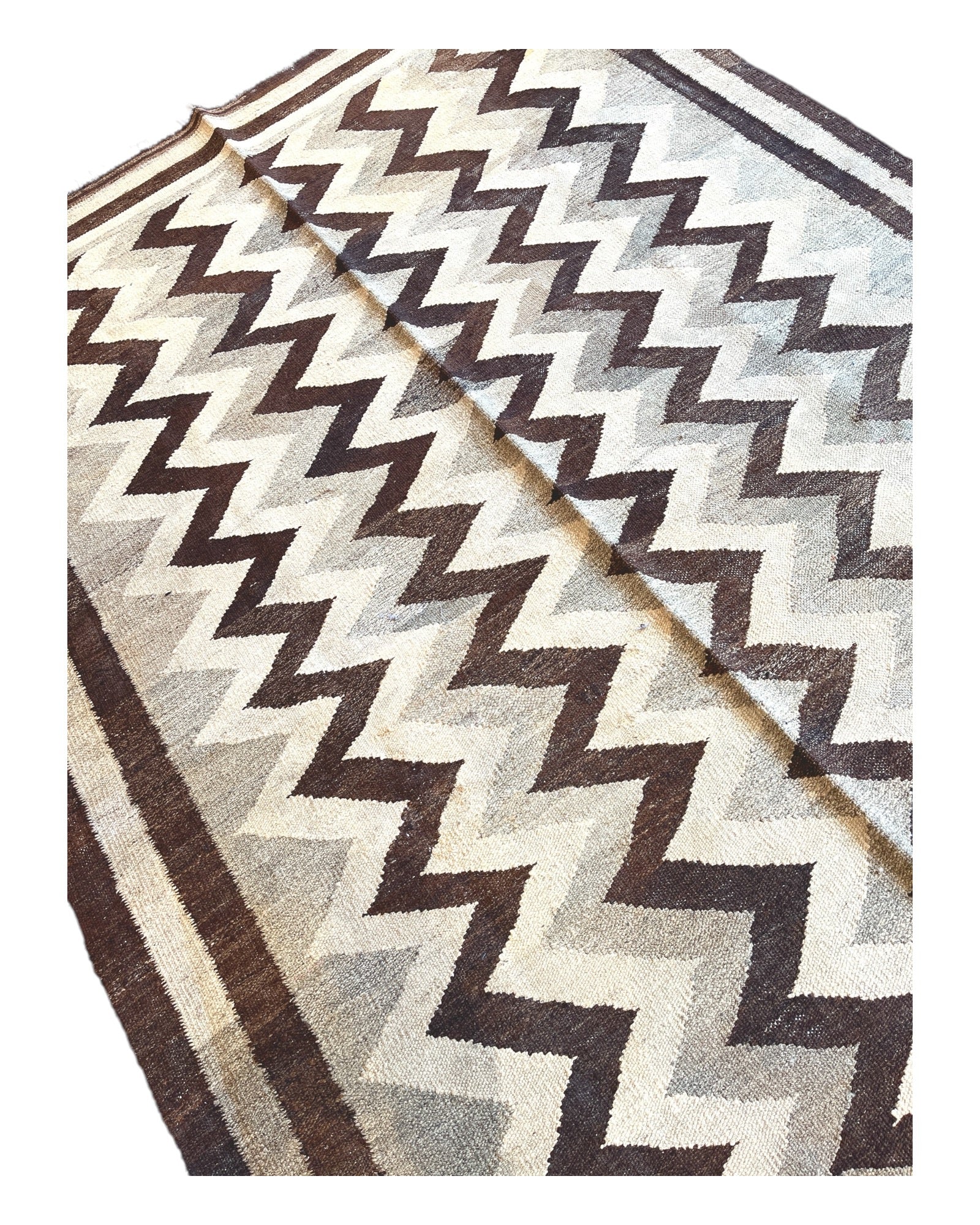 233cm x 154cm Vintage Cream & Brown Kilim