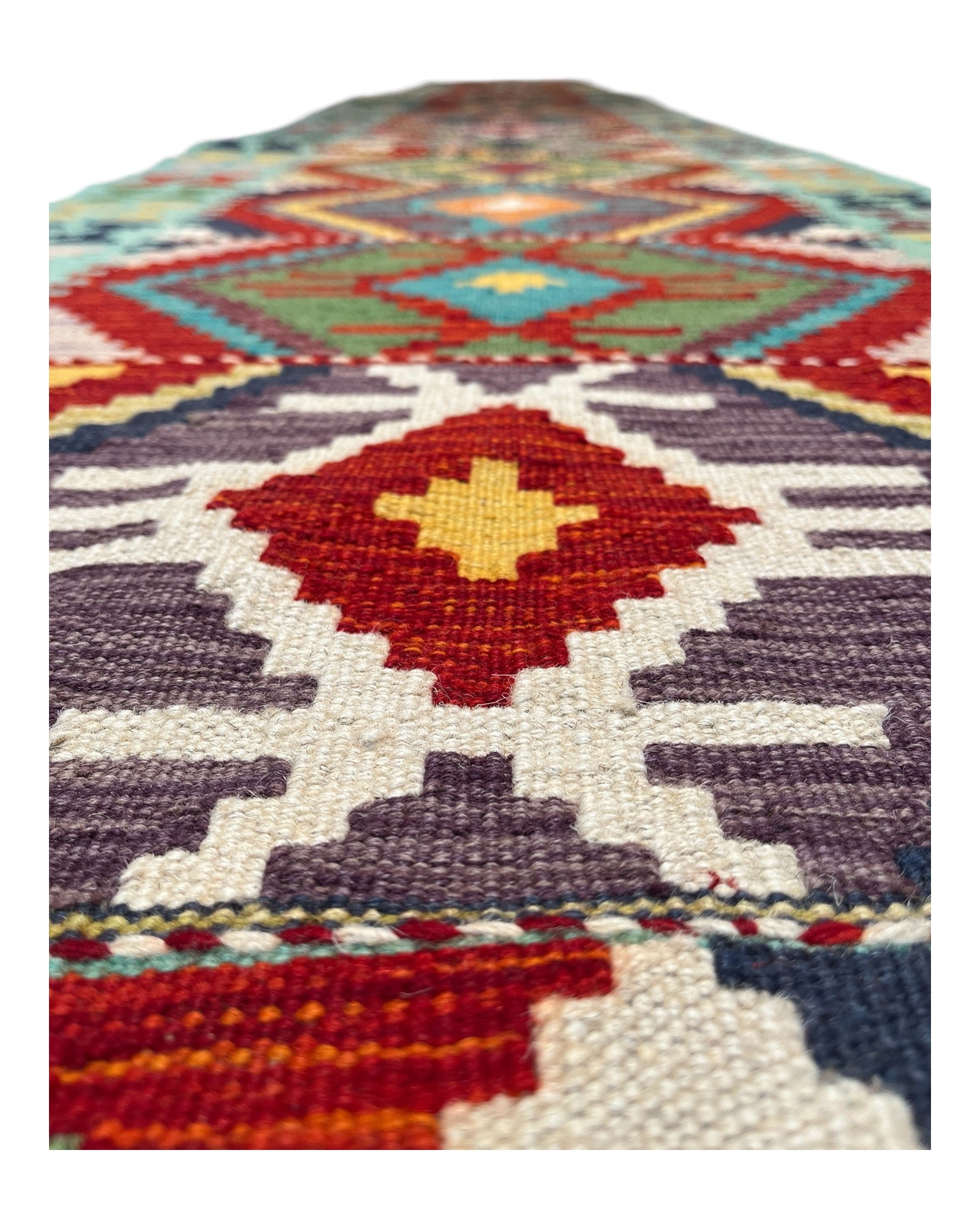 503cm x 78cm Green & Red Kilim Runner