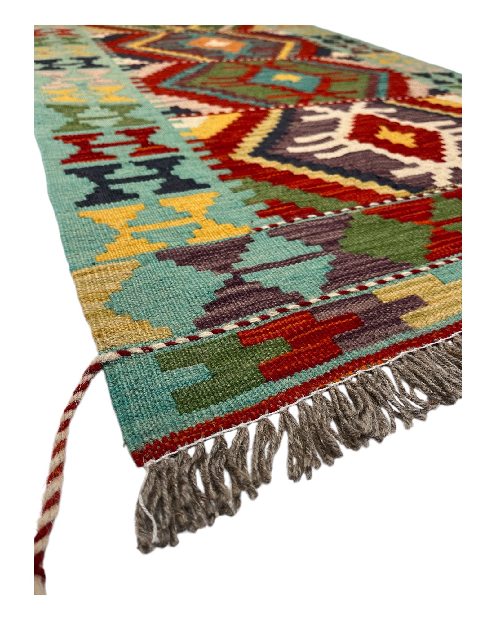 503cm x 78cm Green & Red Kilim Runner