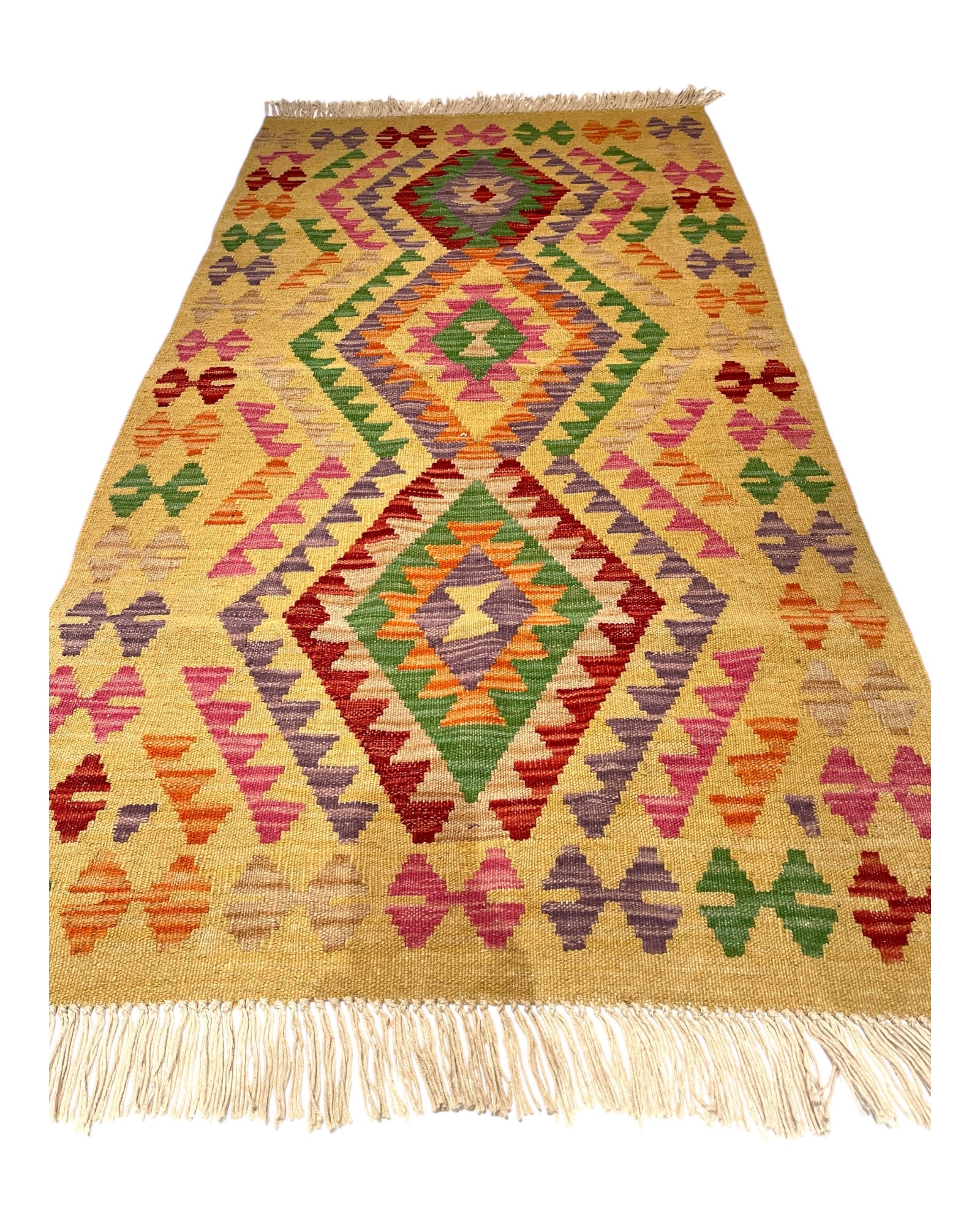 150cm x 80cm Mustard Yellow Maymana Kilim