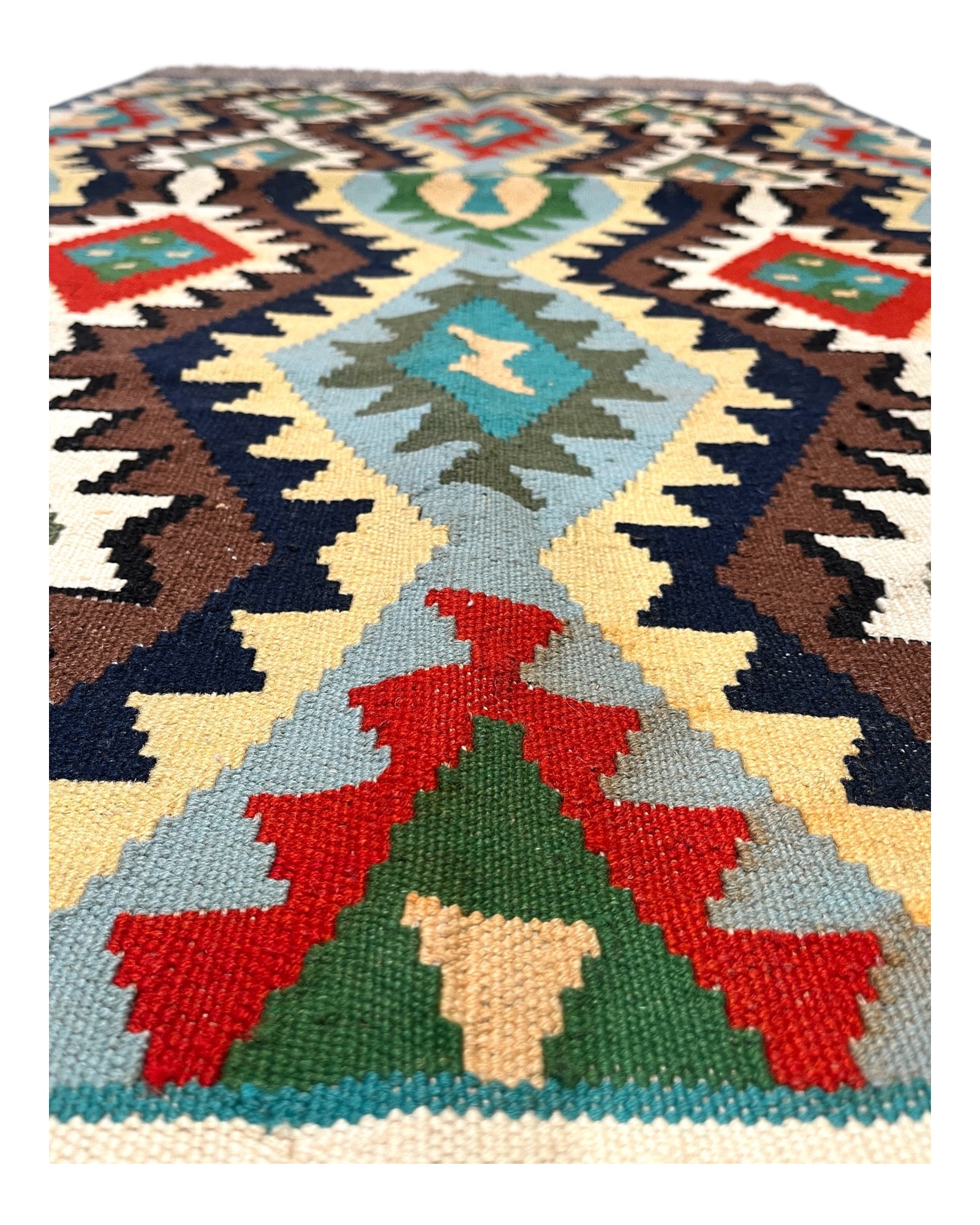 150cm x 100cm Teal & Blue Maymana Kilim