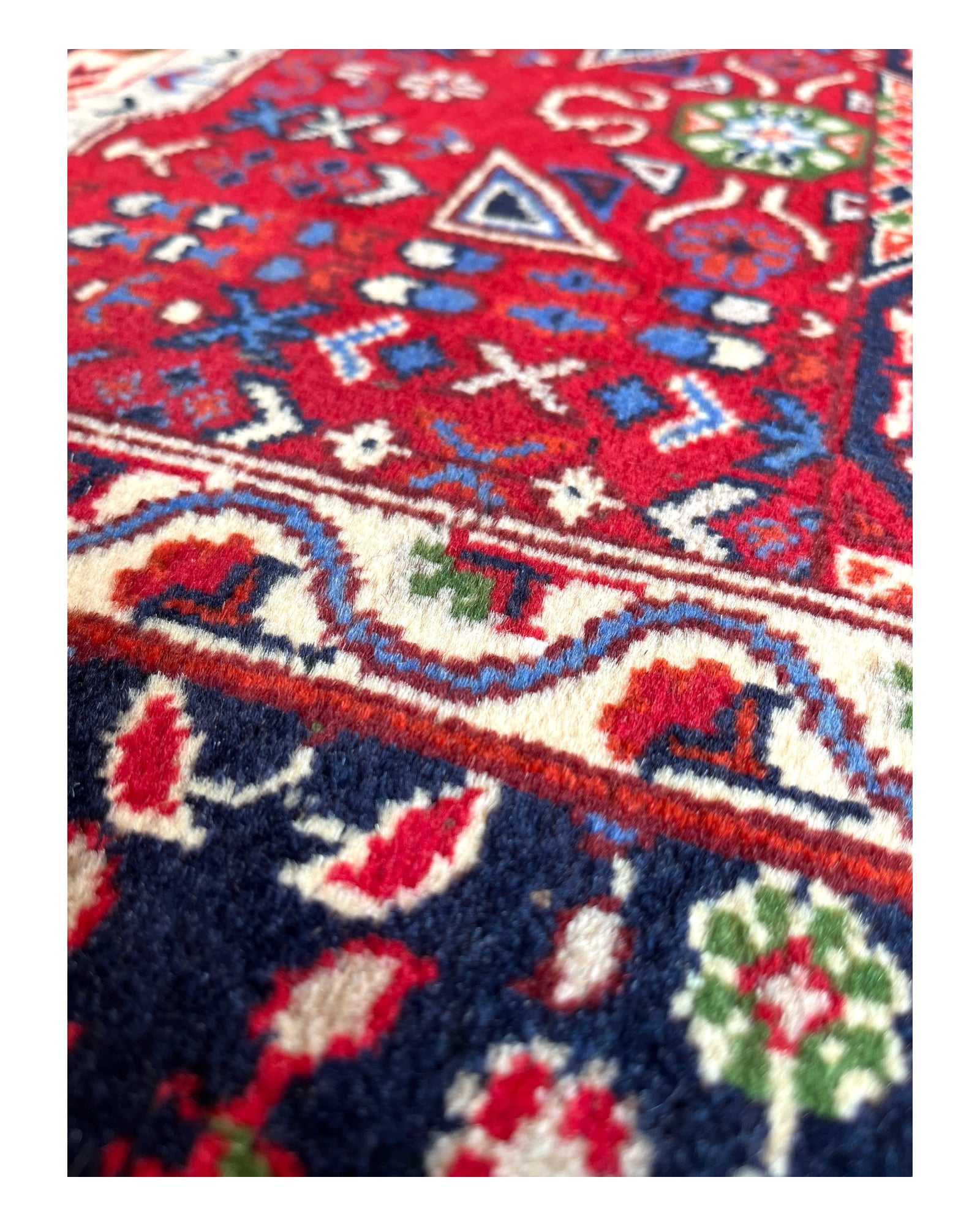 204cm x 150cm Red & Navy Afghan Rug