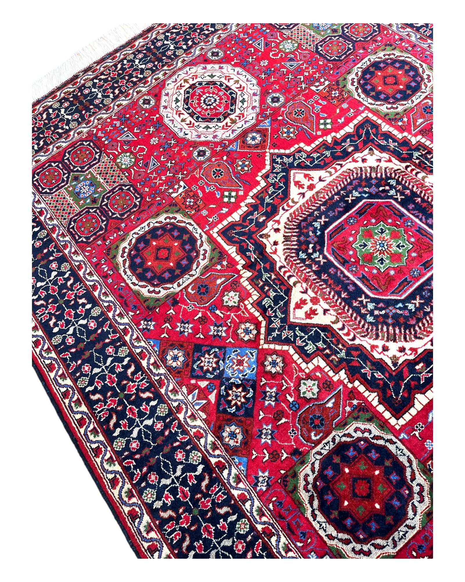 204cm x 150cm Red & Navy Afghan Rug