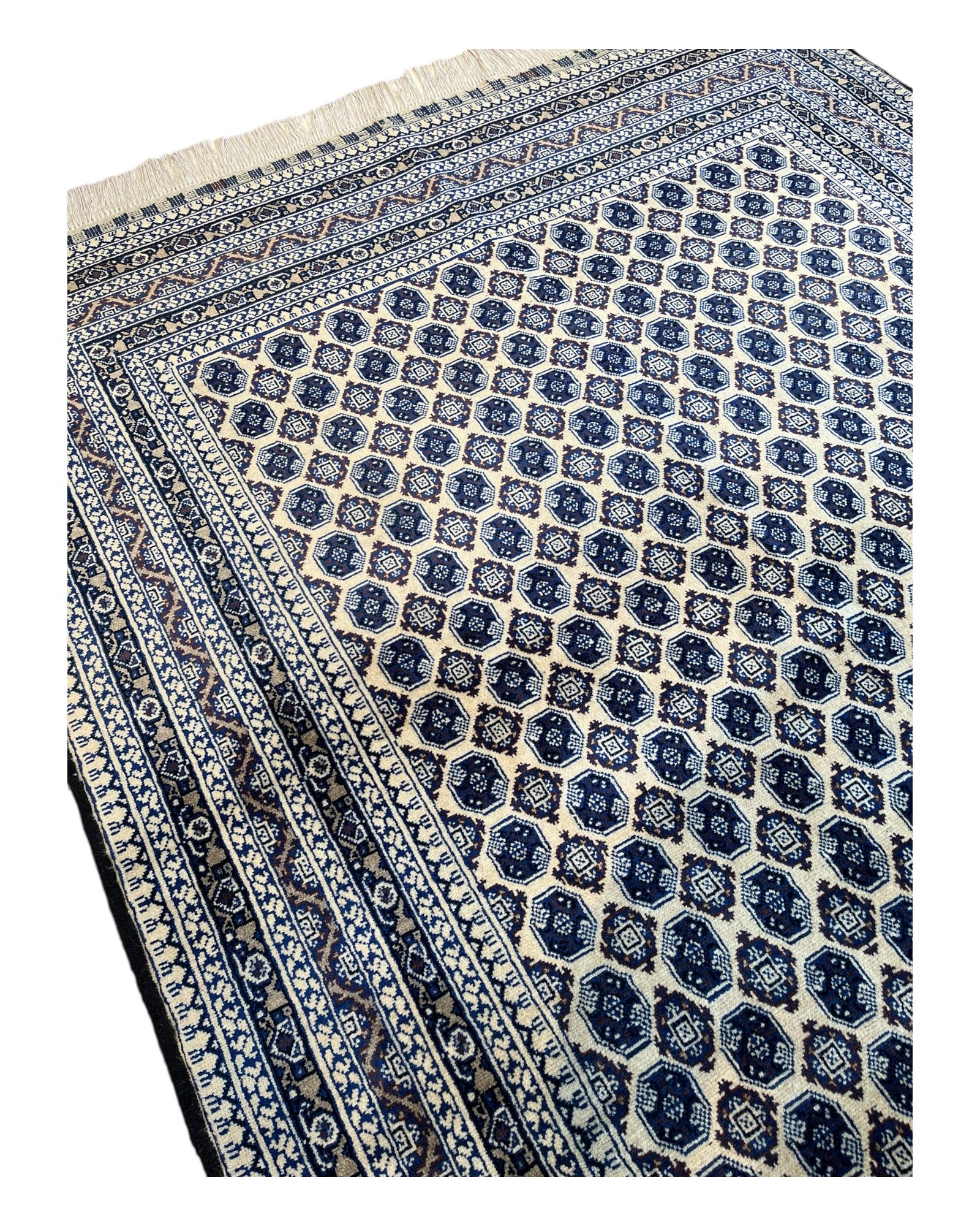 204cm x 146cm Blue/Cream Khuwaja Roshnai Rug