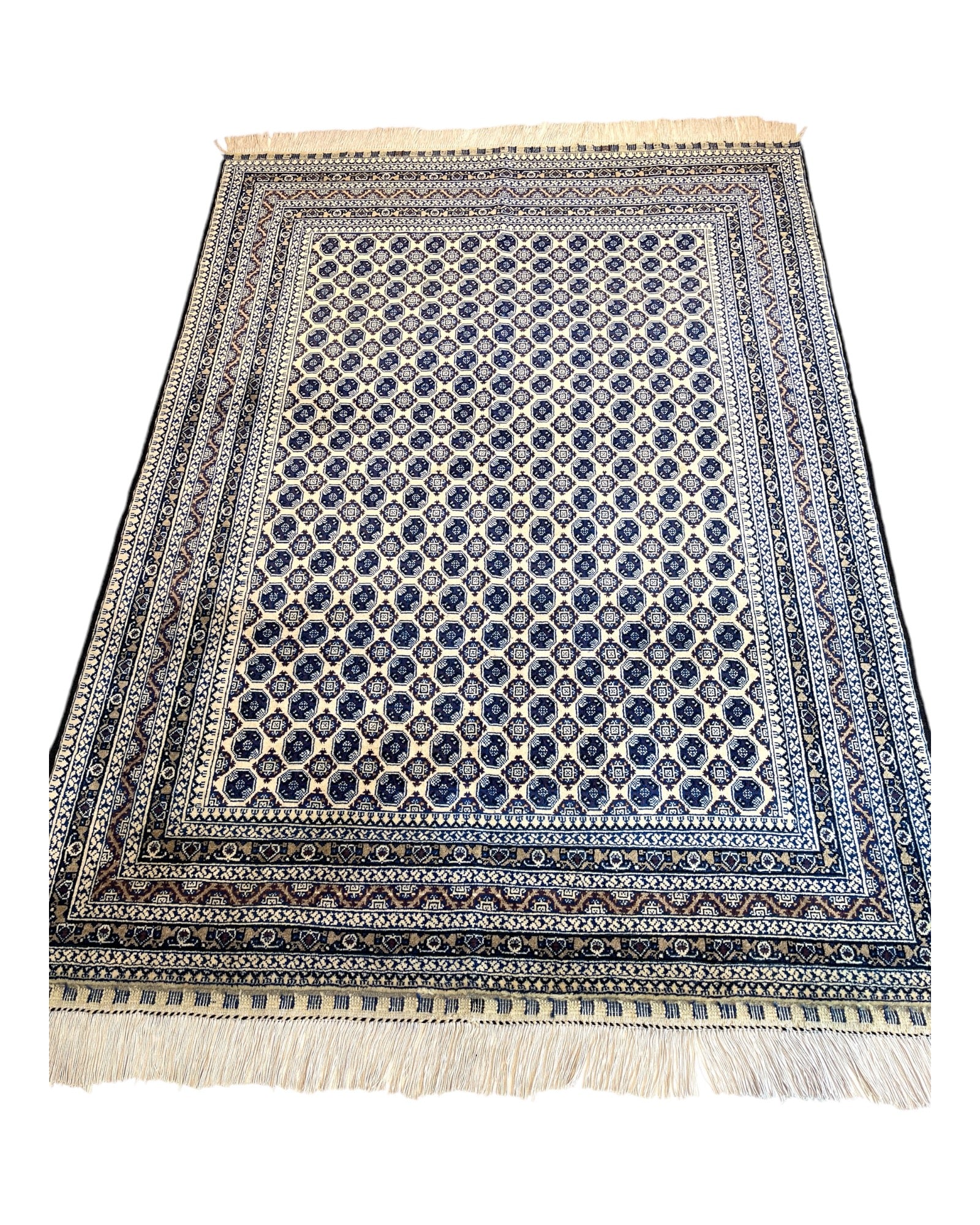 204cm x 146cm Blue/Cream Khuwaja Roshnai Rug