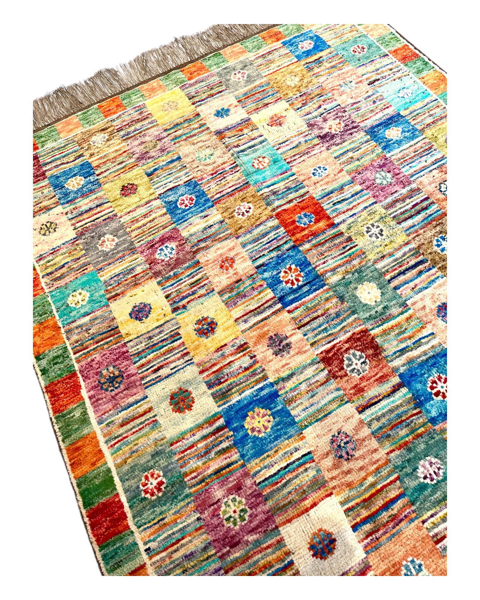 203cm x 157cm Colourful Squared Gabeh Rug