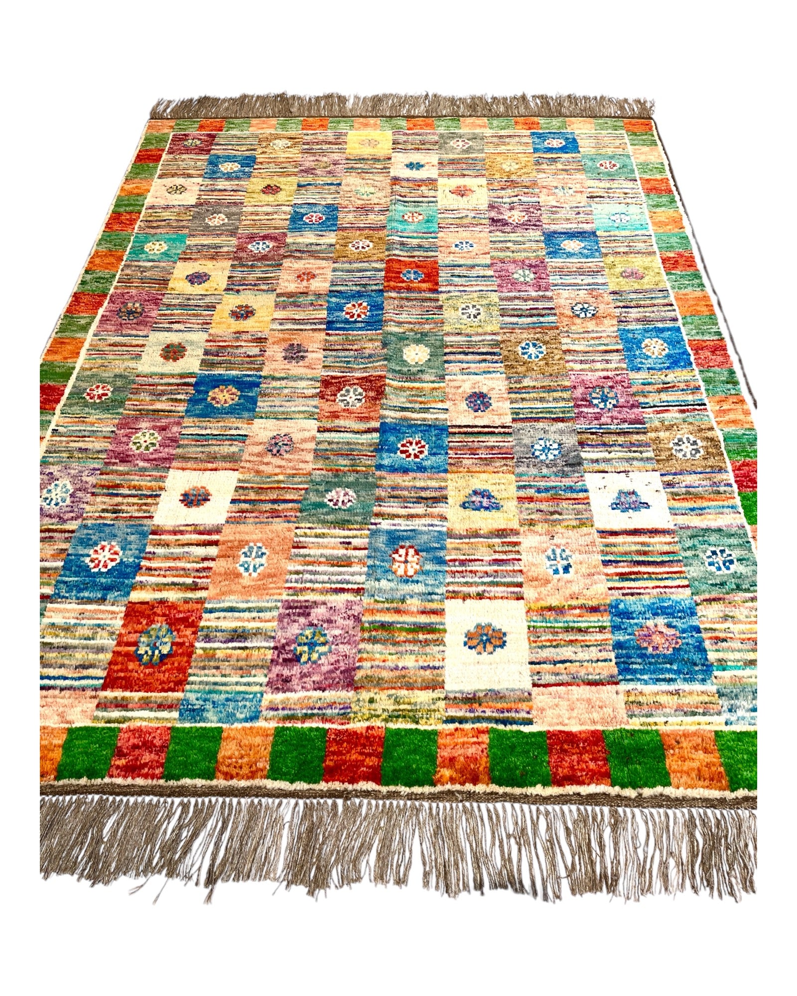 203cm x 157cm Colourful Squared Gabeh Rug