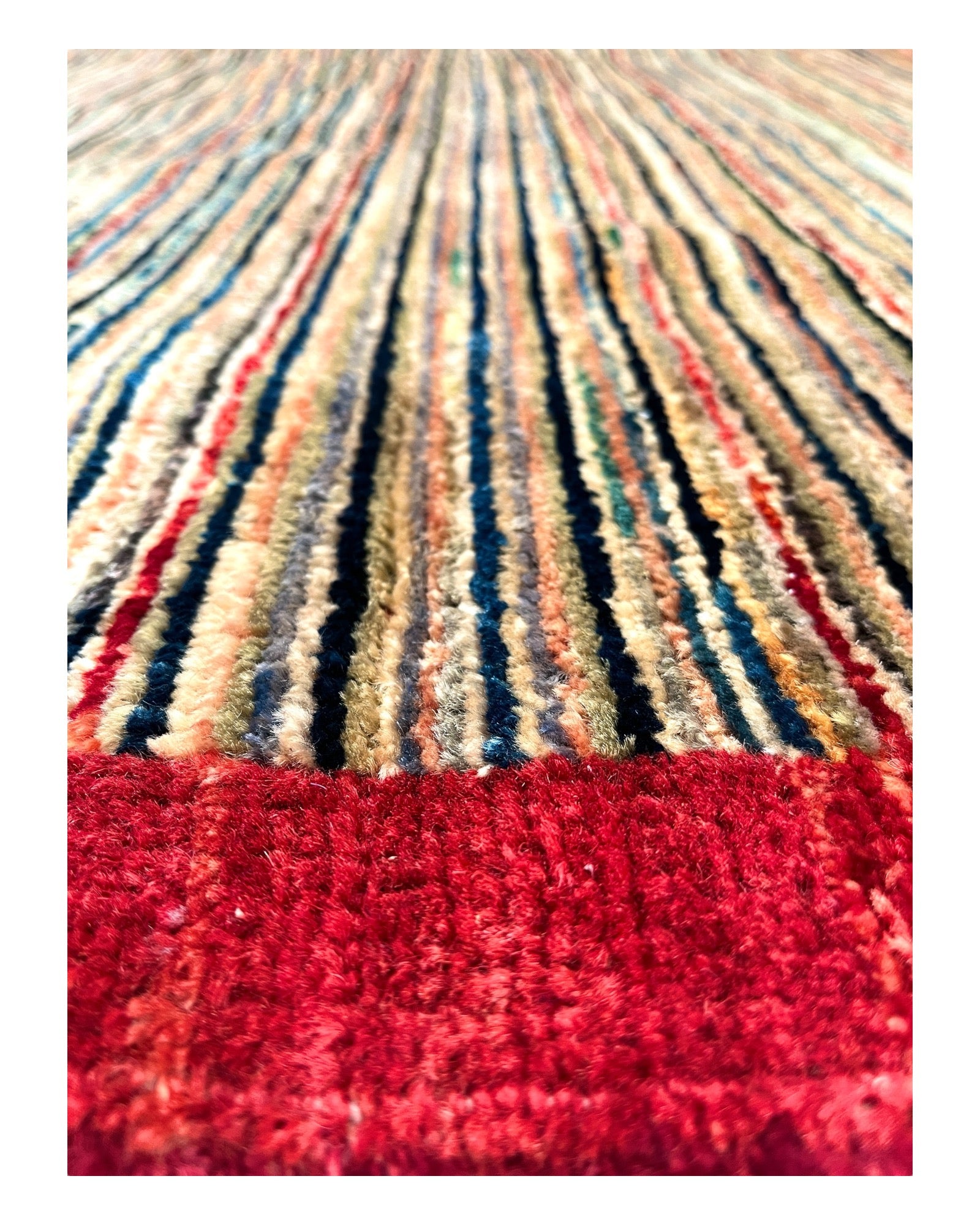 246cm x 168cm Multi-coloured Gabeh Rug with Red Border