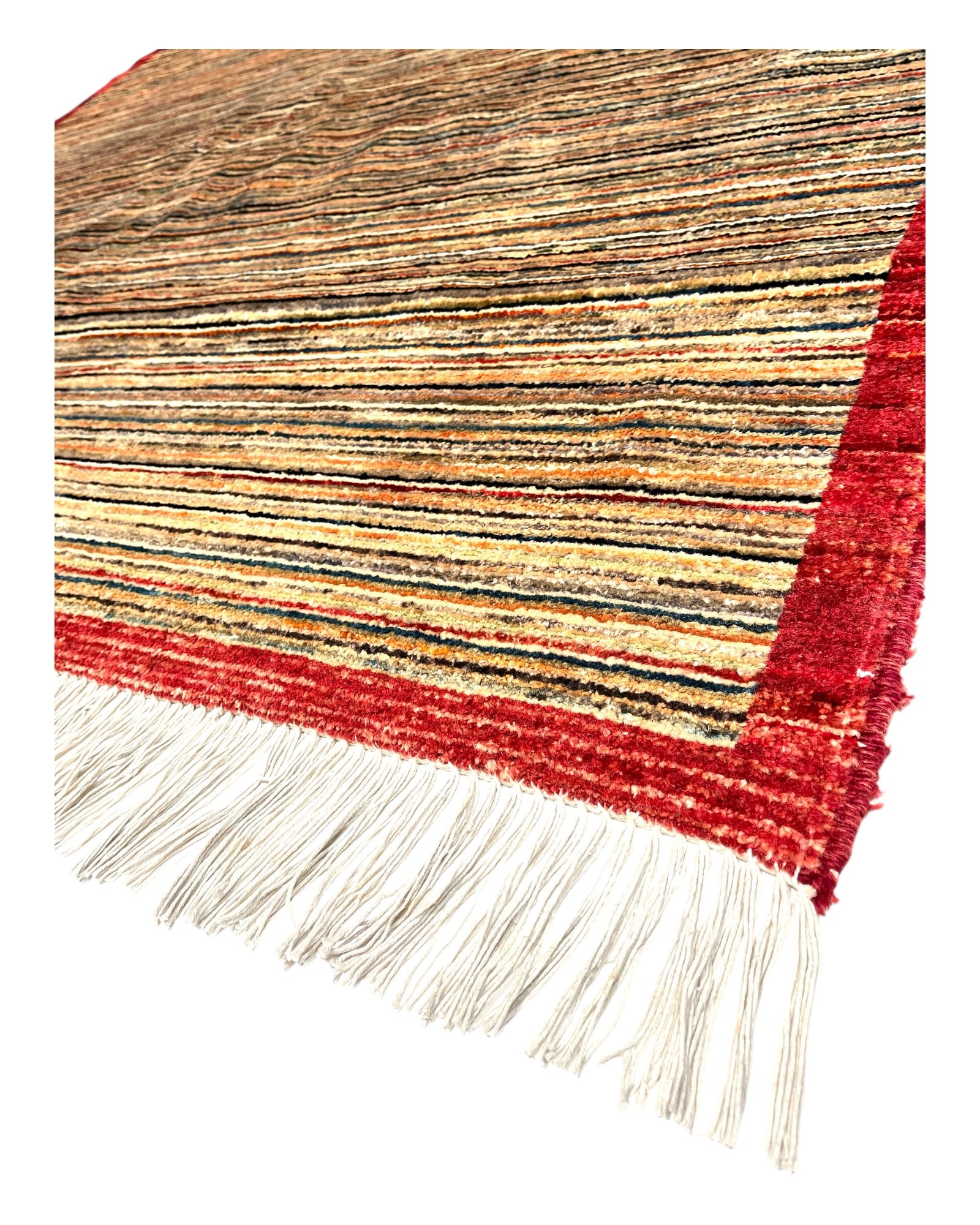 246cm x 168cm Multi-coloured Gabeh Rug with Red Border