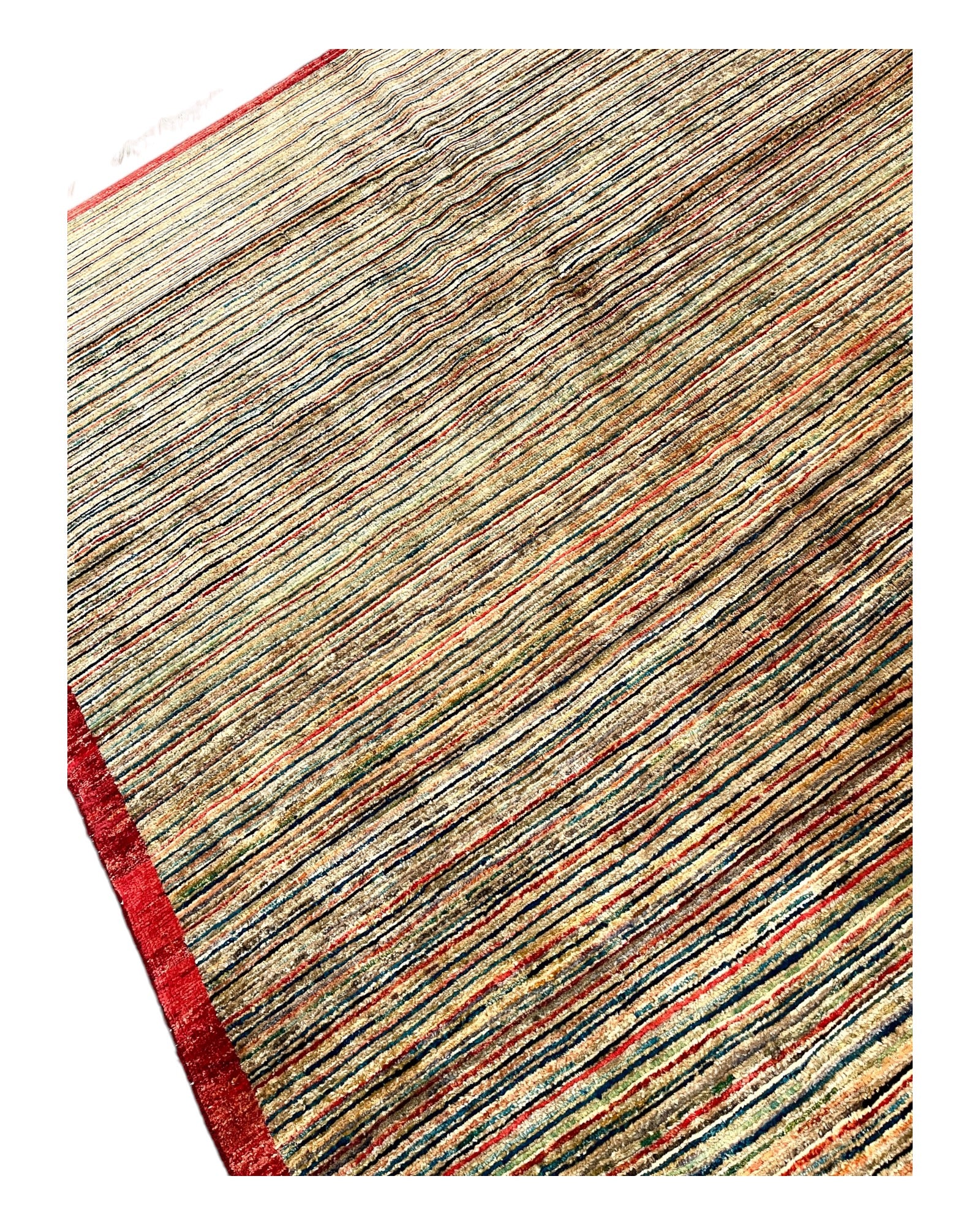 246cm x 168cm Multi-coloured Gabeh Rug with Red Border