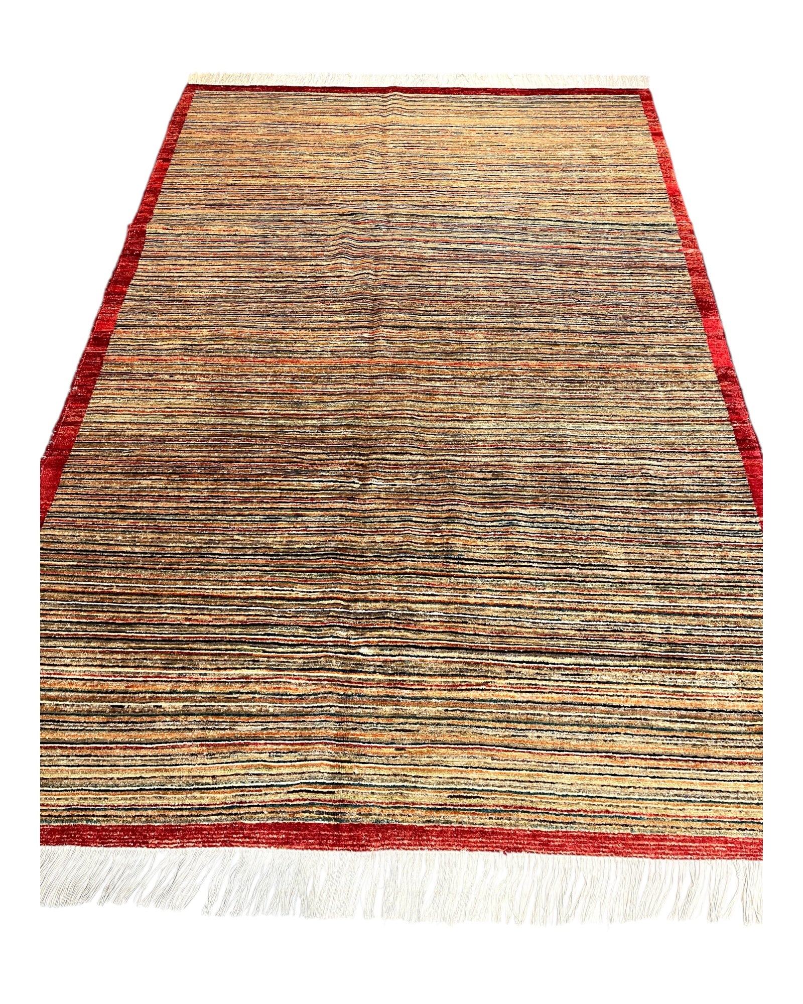 246cm x 168cm Multi-coloured Gabeh Rug with Red Border