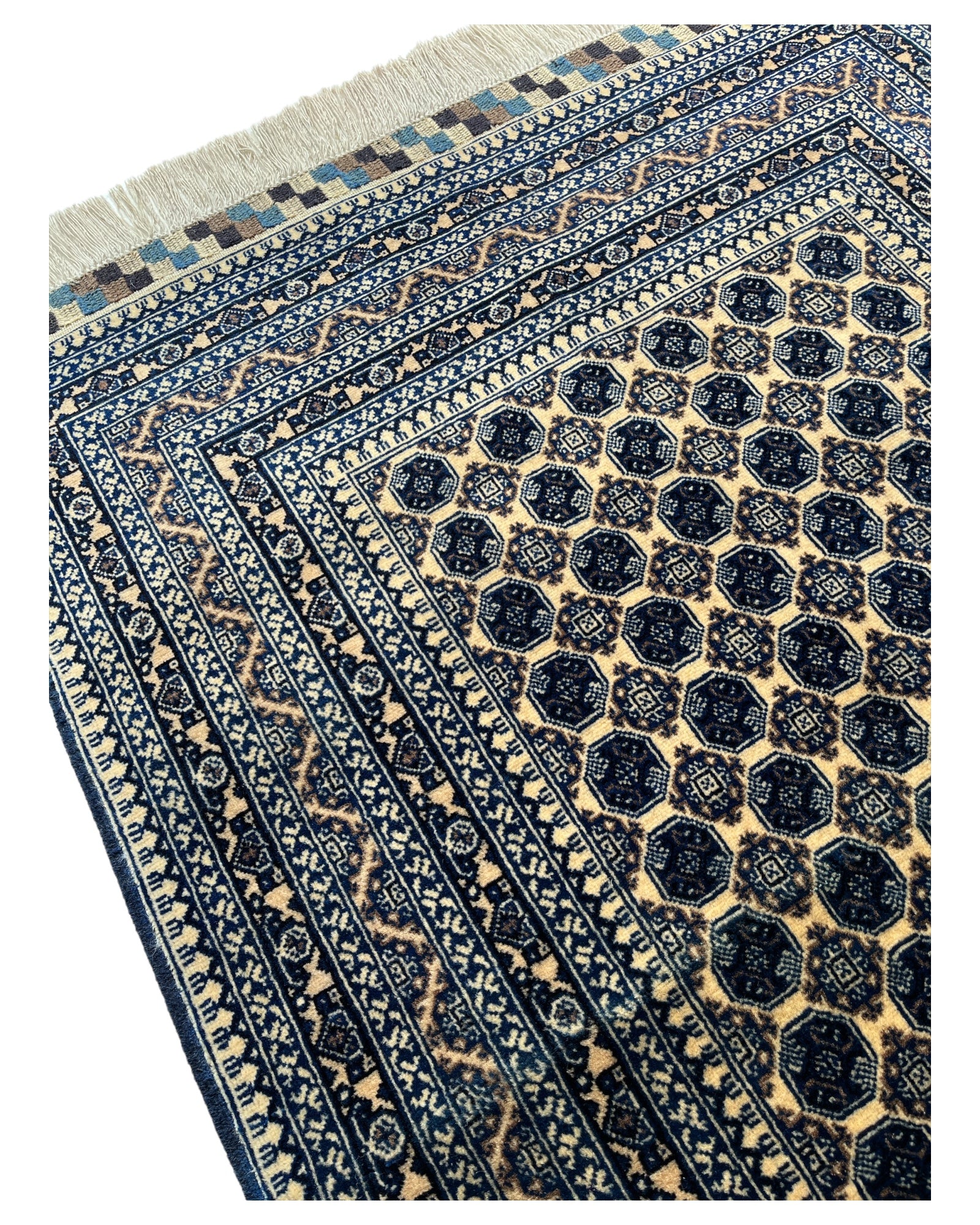 1 x 1.5m Khuwaja Roshnai Blue/Cream