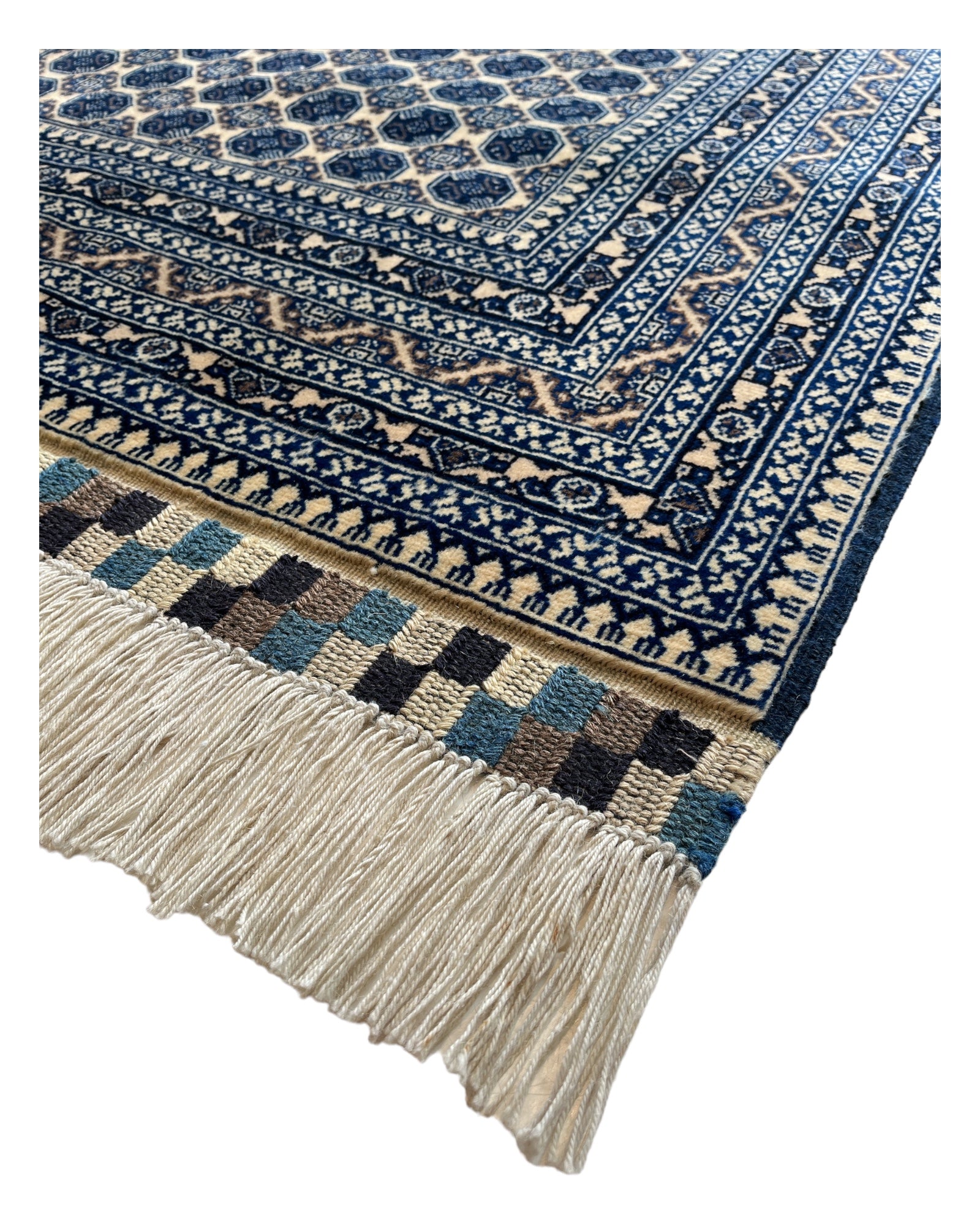 1 x 1.5m Khuwaja Roshnai Blue/Cream