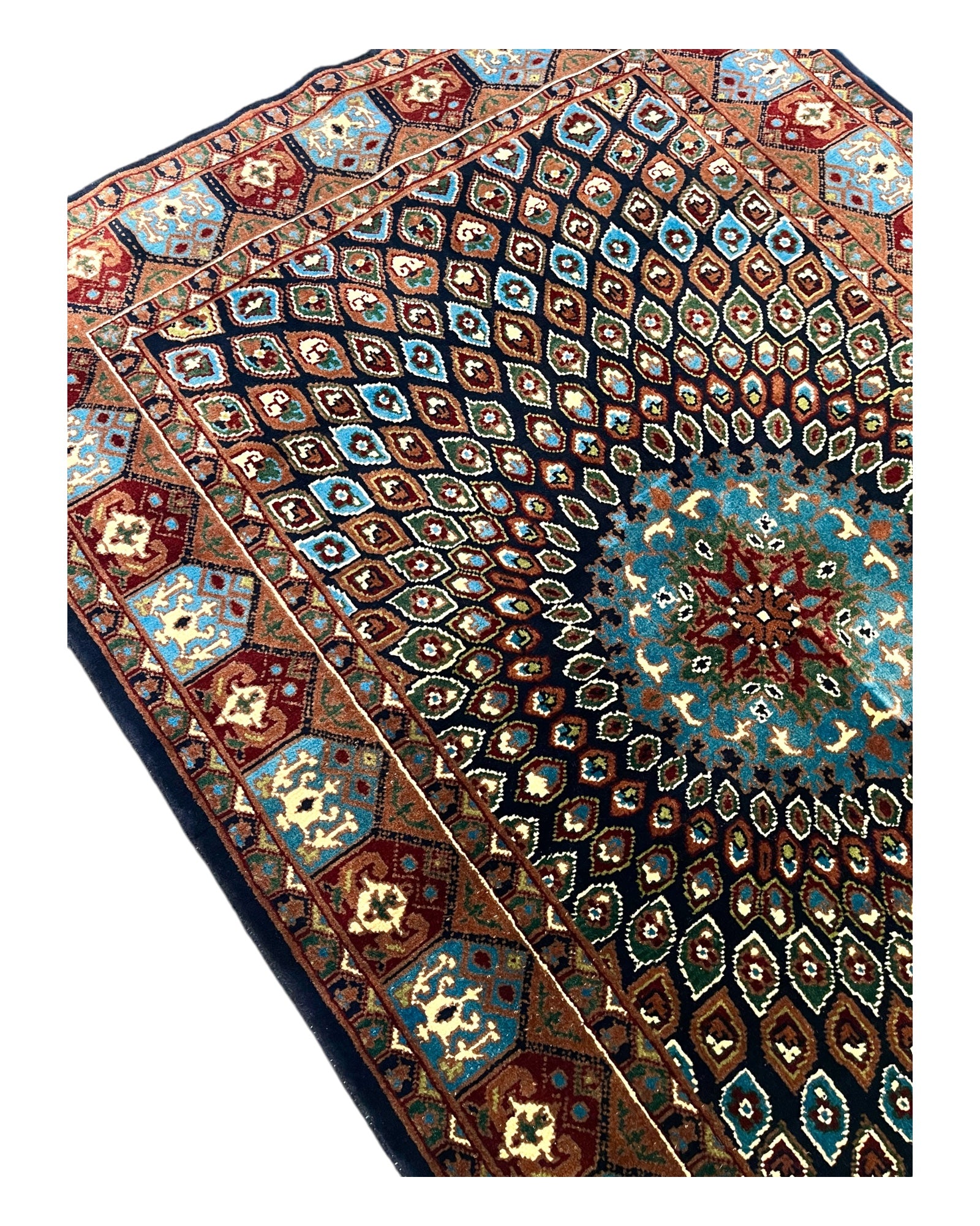 153cm x 100cm Copper & Pale Blue Peacock Rug