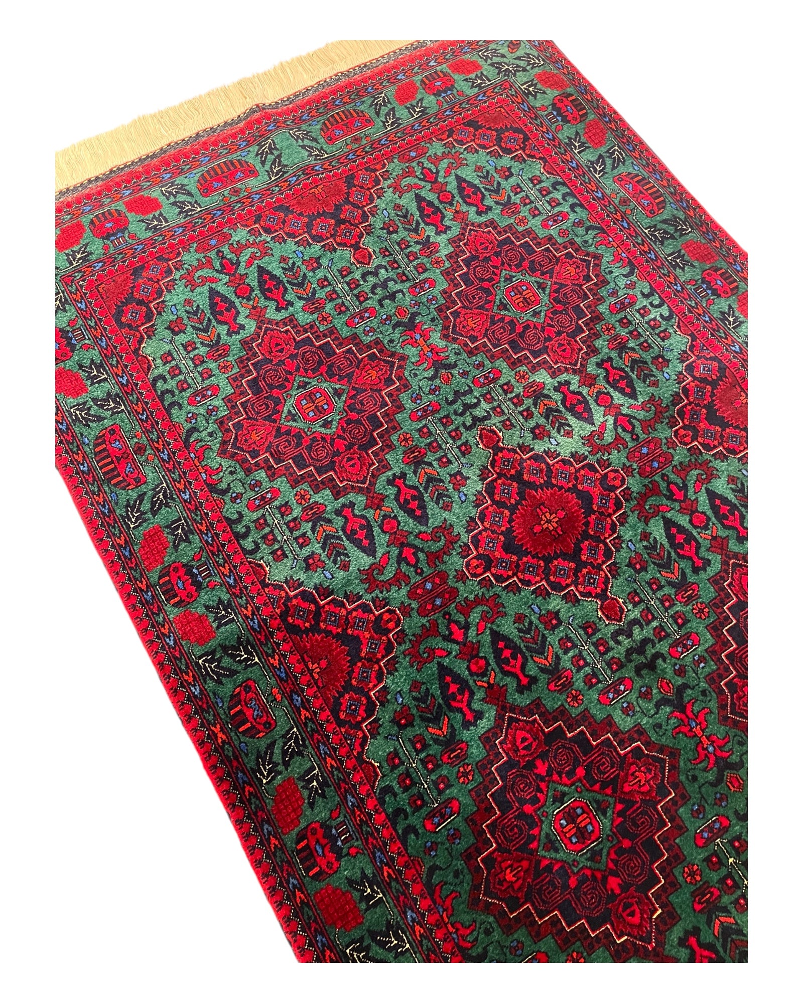 155cm x 100cm Green & Red Yousef Bay Rug