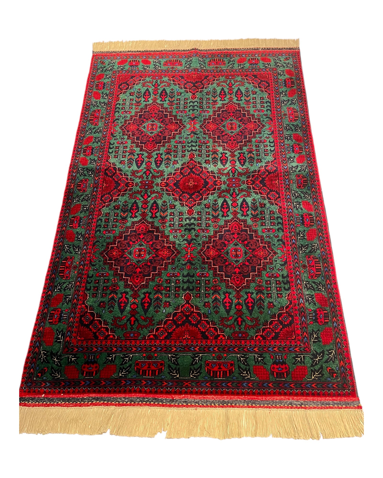 155cm x 100cm Green & Red Yousef Bay Rug