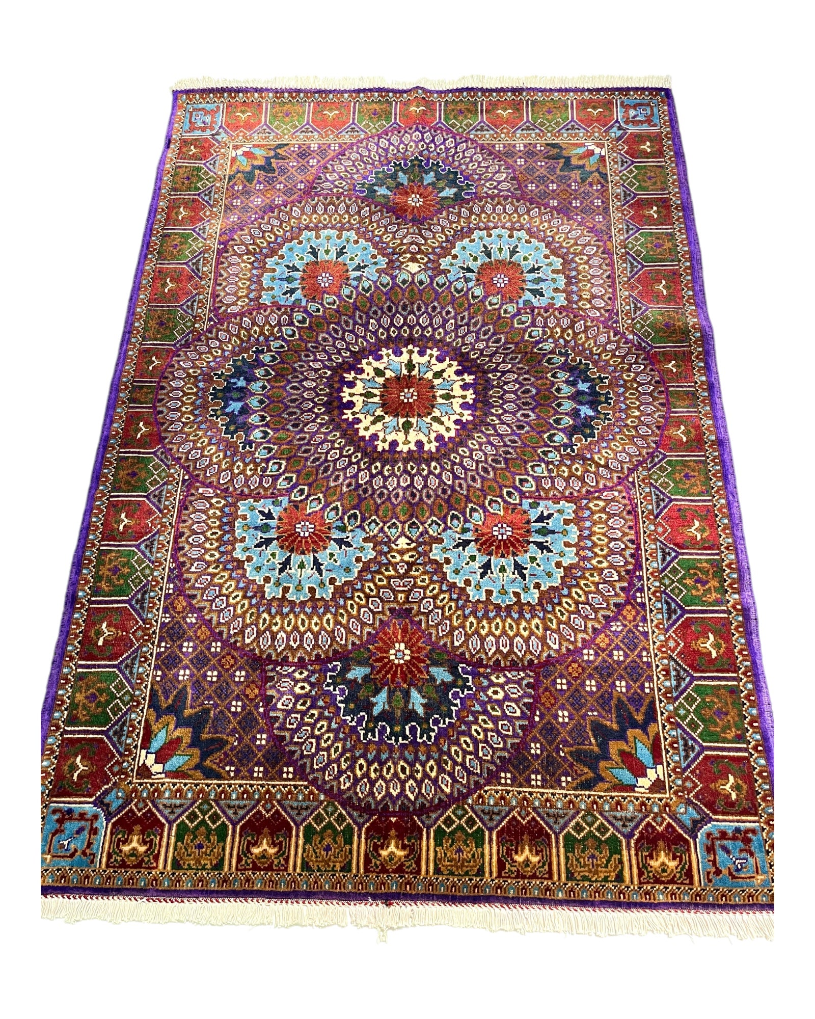 156cm x 108cm Purple & Blue Peacock Rug