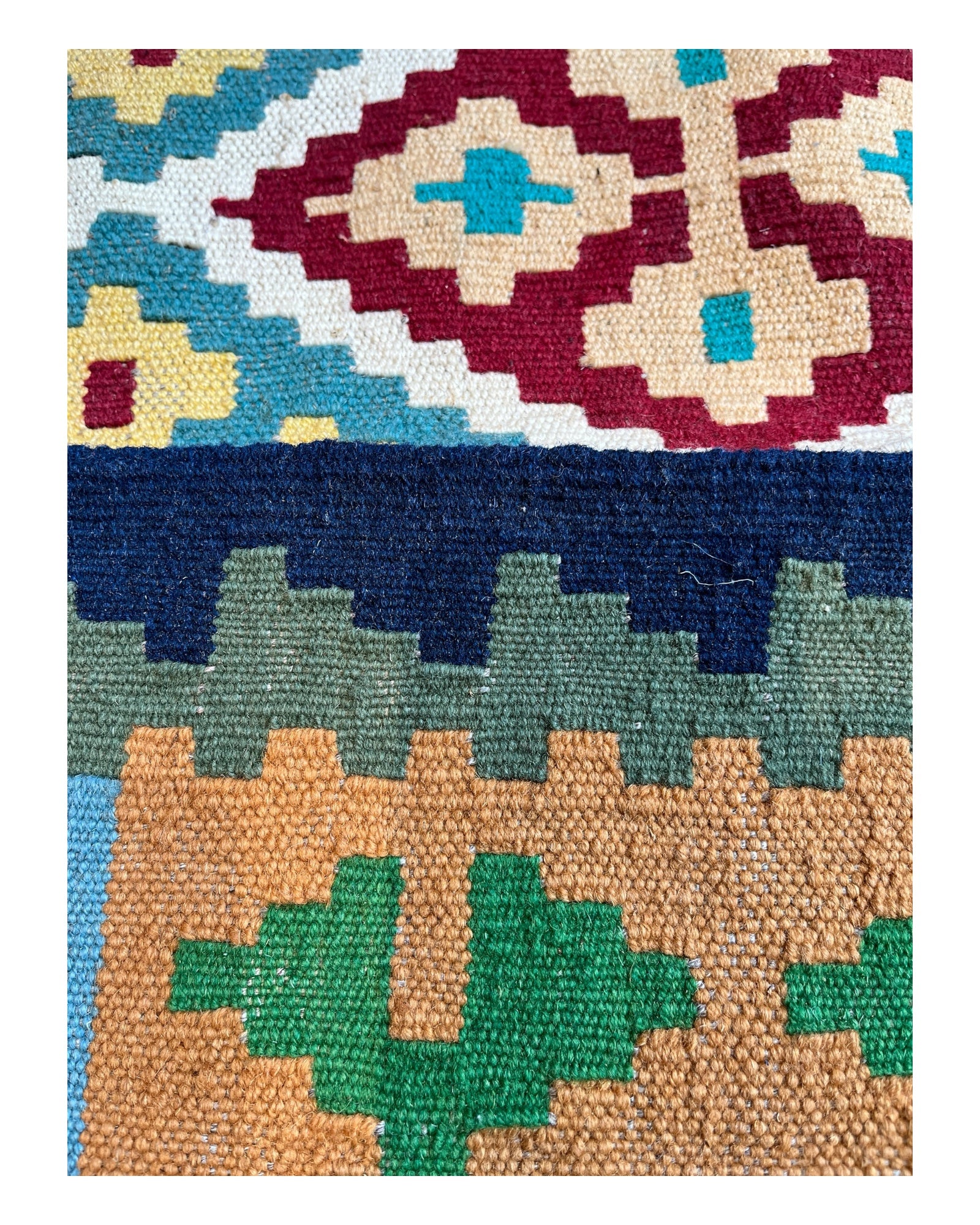 200cm x 154cm Blue & Green Maymana Kilim