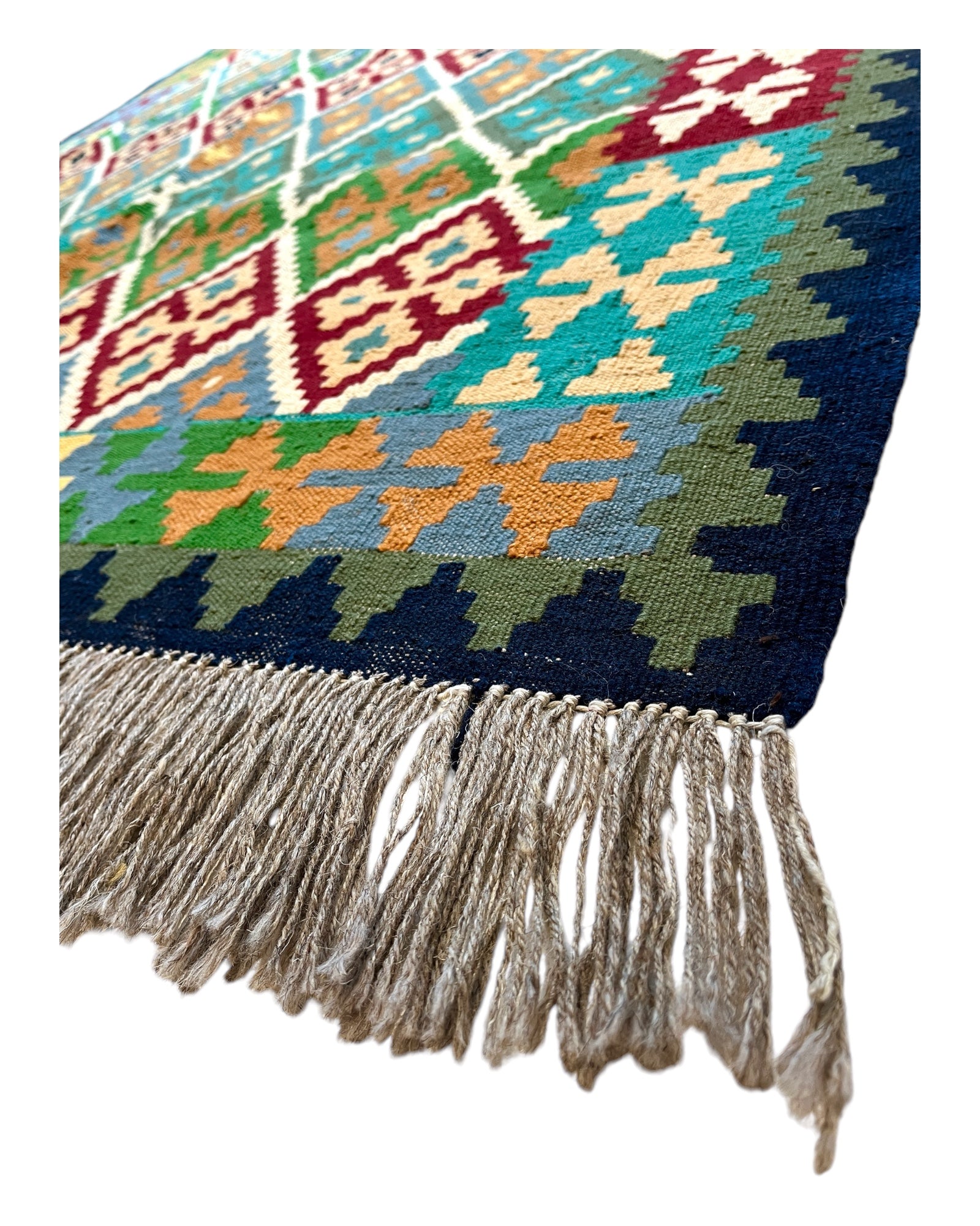 200cm x 154cm Blue & Green Maymana Kilim