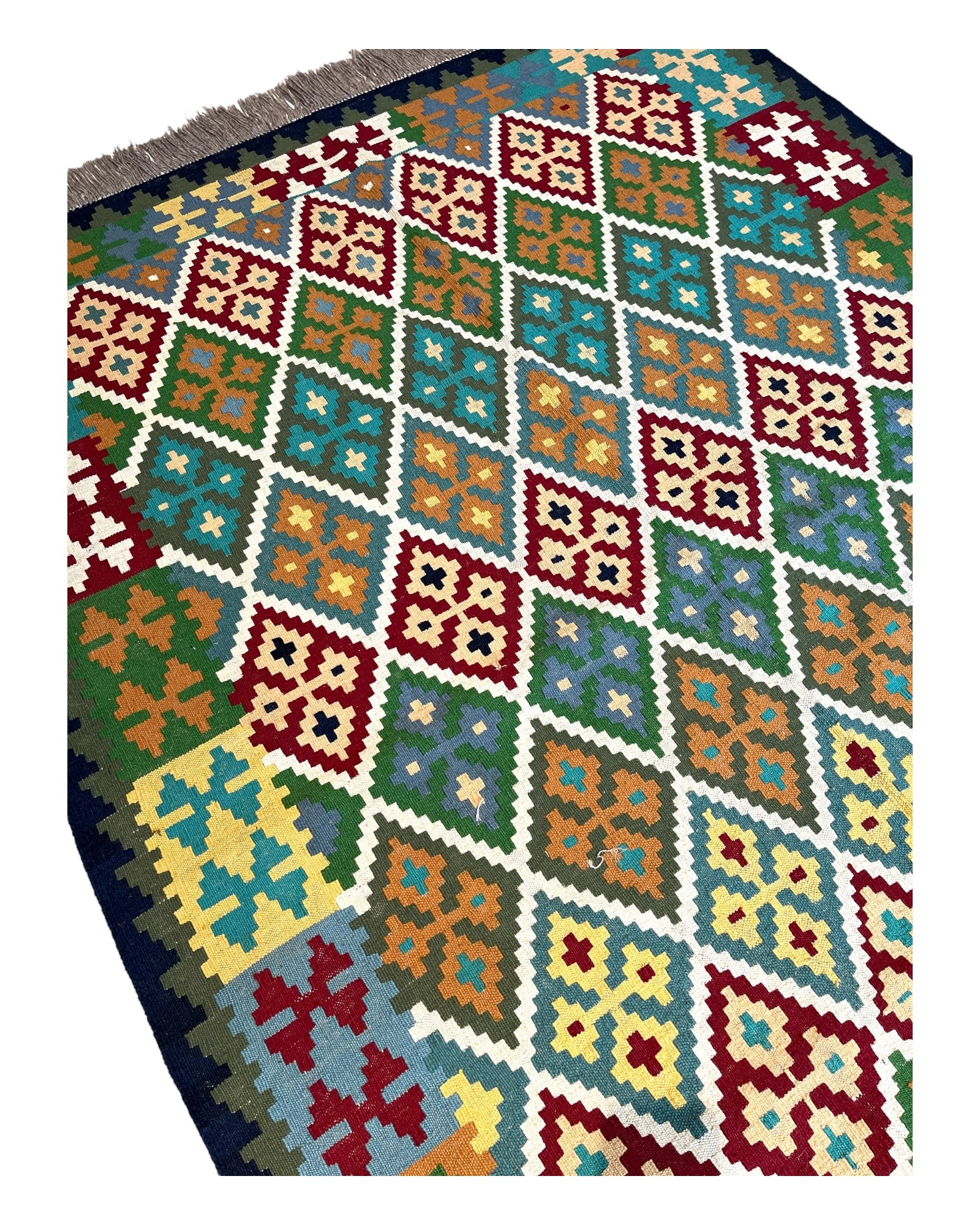 200cm x 154cm Blue & Green Maymana Kilim