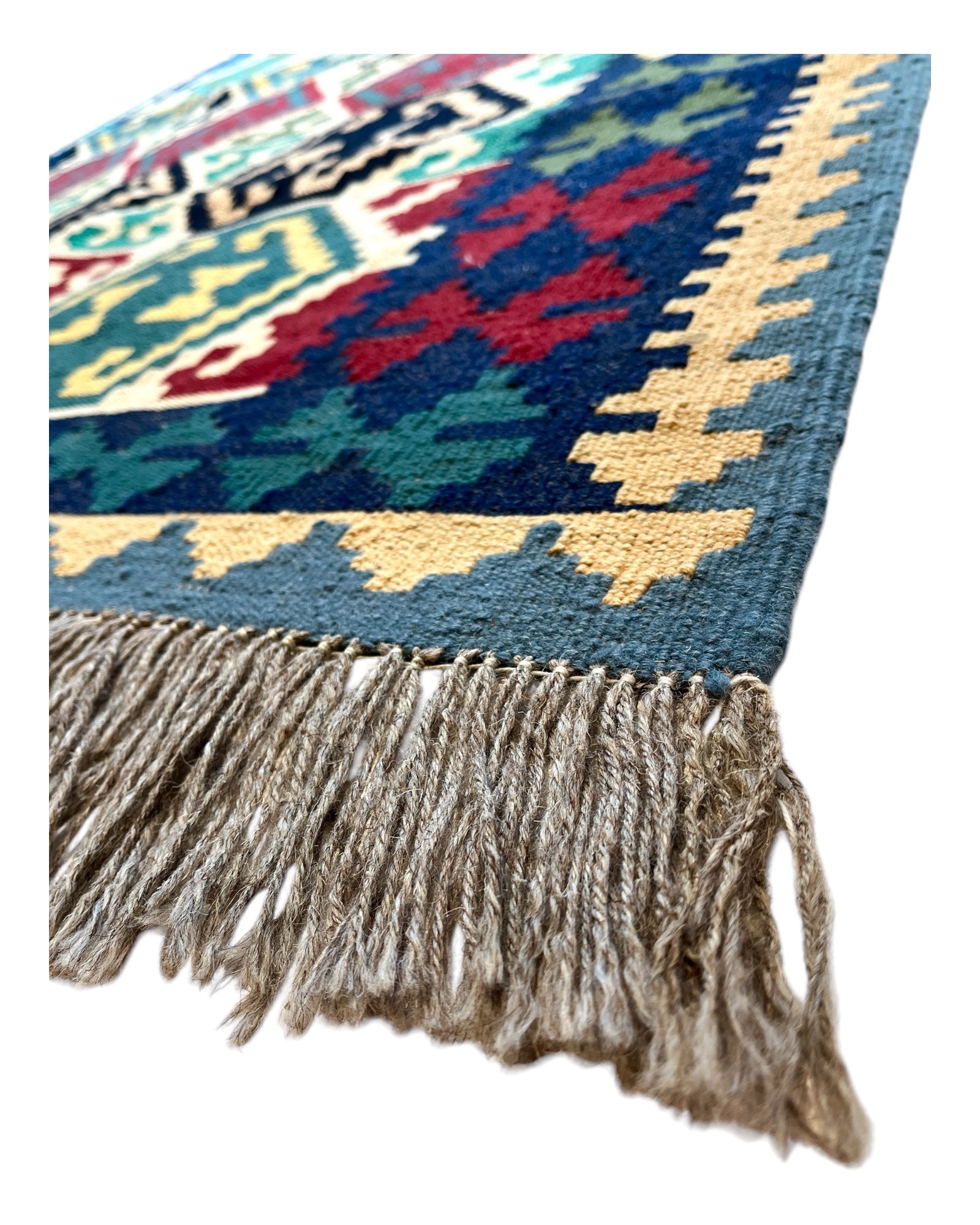 200cm x 144cm Cream & Blue Maymana Kilim