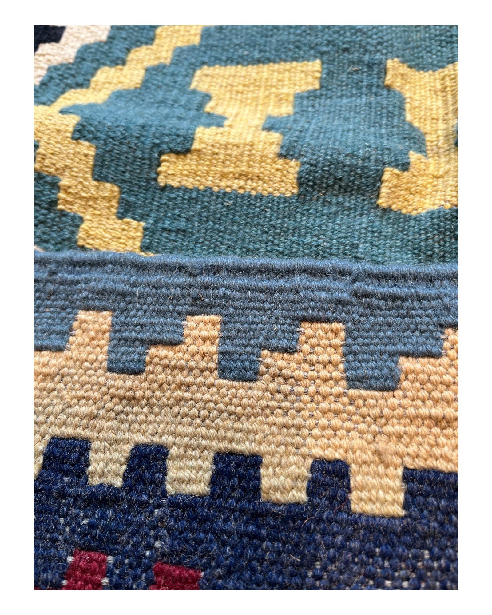 200cm x 144cm Cream & Blue Maymana Kilim