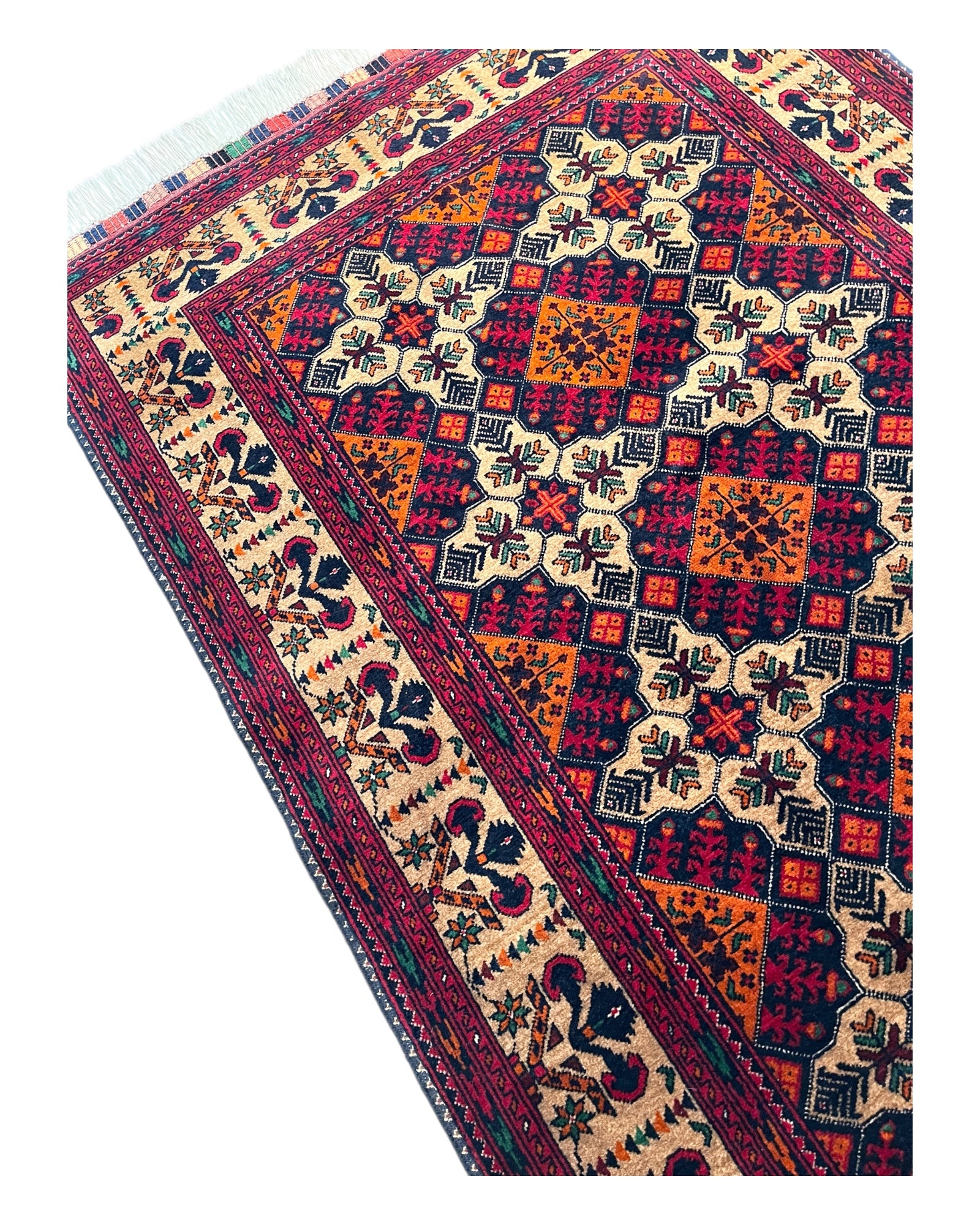 150cm x 100cm Red & Orange & Gold Yousef Bay Rug