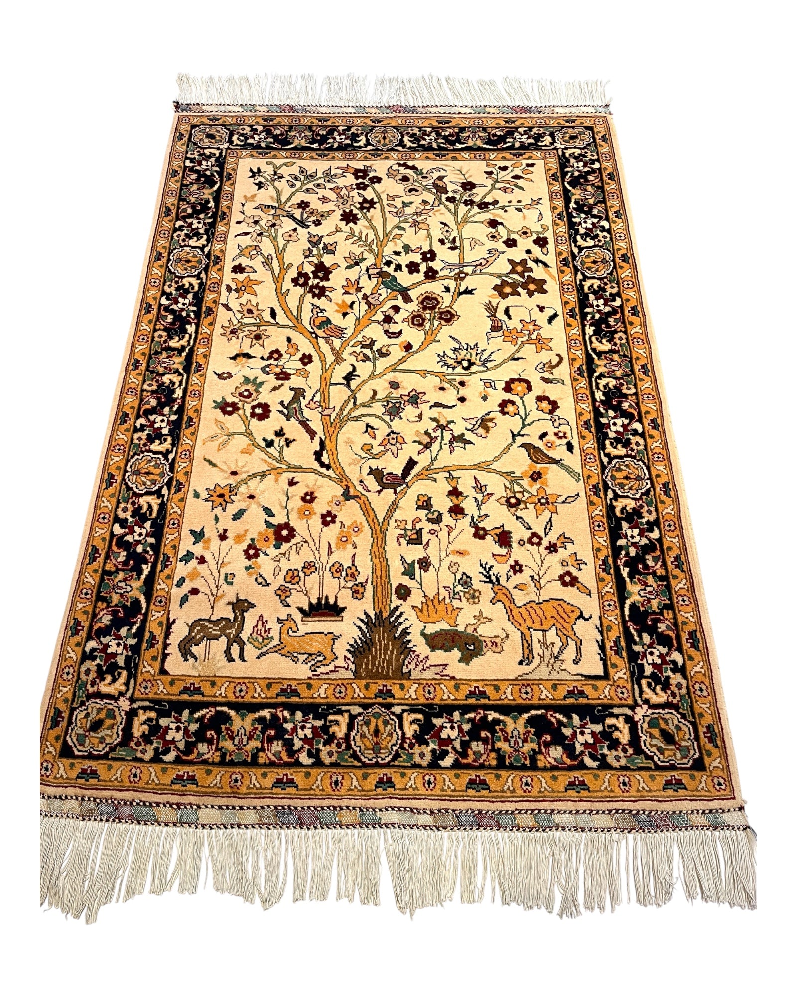 154cm x 105cm Cream & Gold Tree of Life Rug