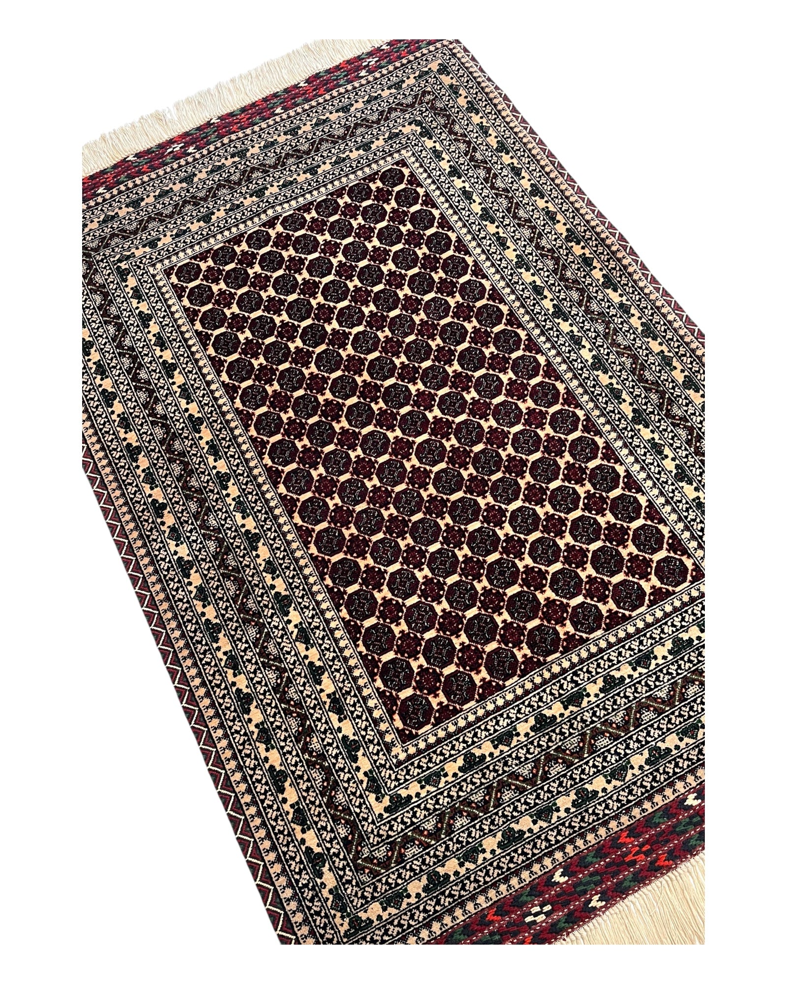 150cm x 100cm Burgundy & Cream Khuwaja Roshnai Rug