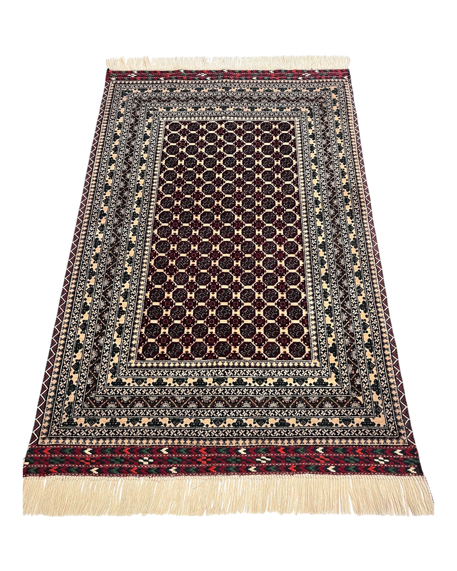 150cm x 100cm Burgundy & Cream Khuwaja Roshnai Rug